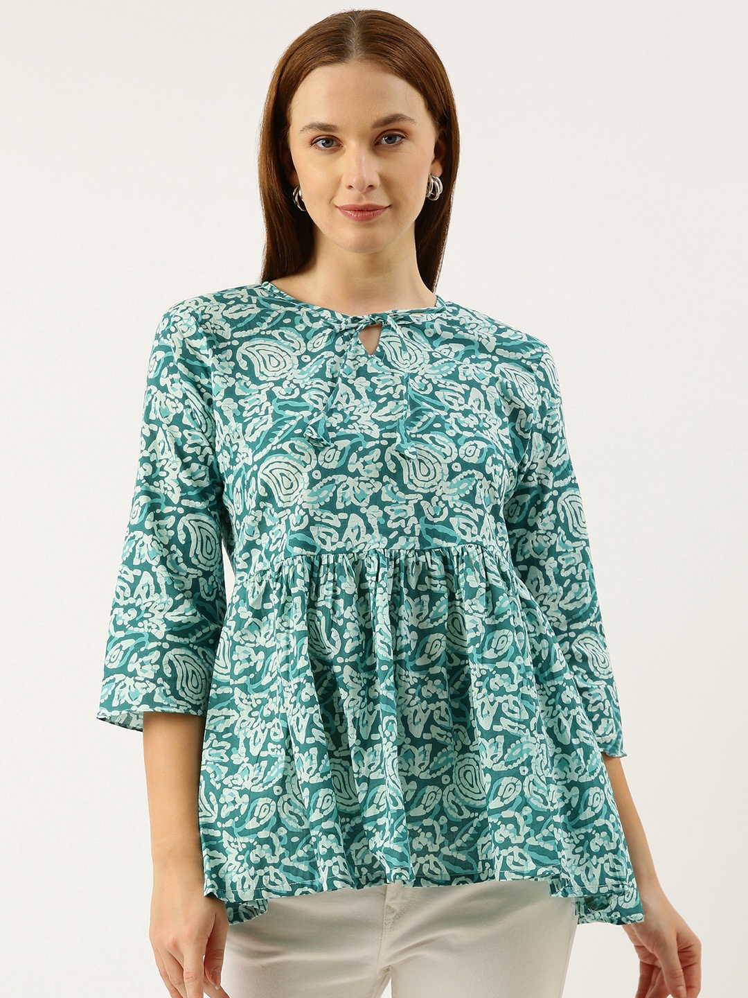 

RACHNA Ethnic Motifs Cotton Kurta, Sea green