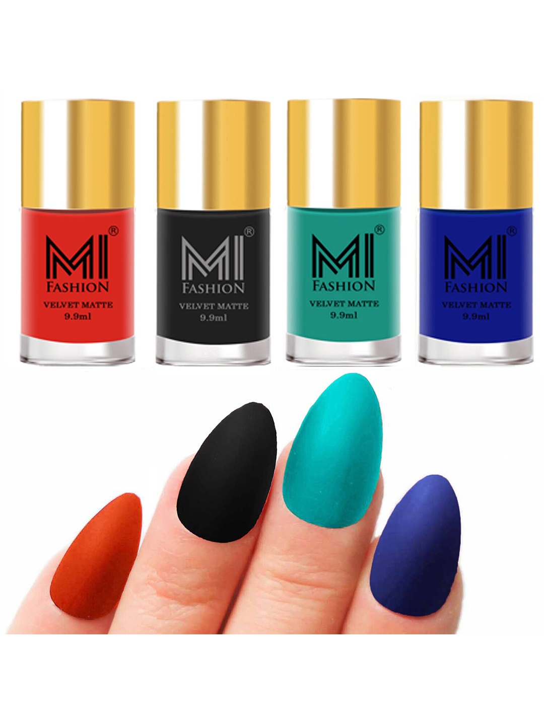 

MI FASHION Set Of 4 Velvet Matte Long Lasting Nail Polish - 9.9ml Each, Orange