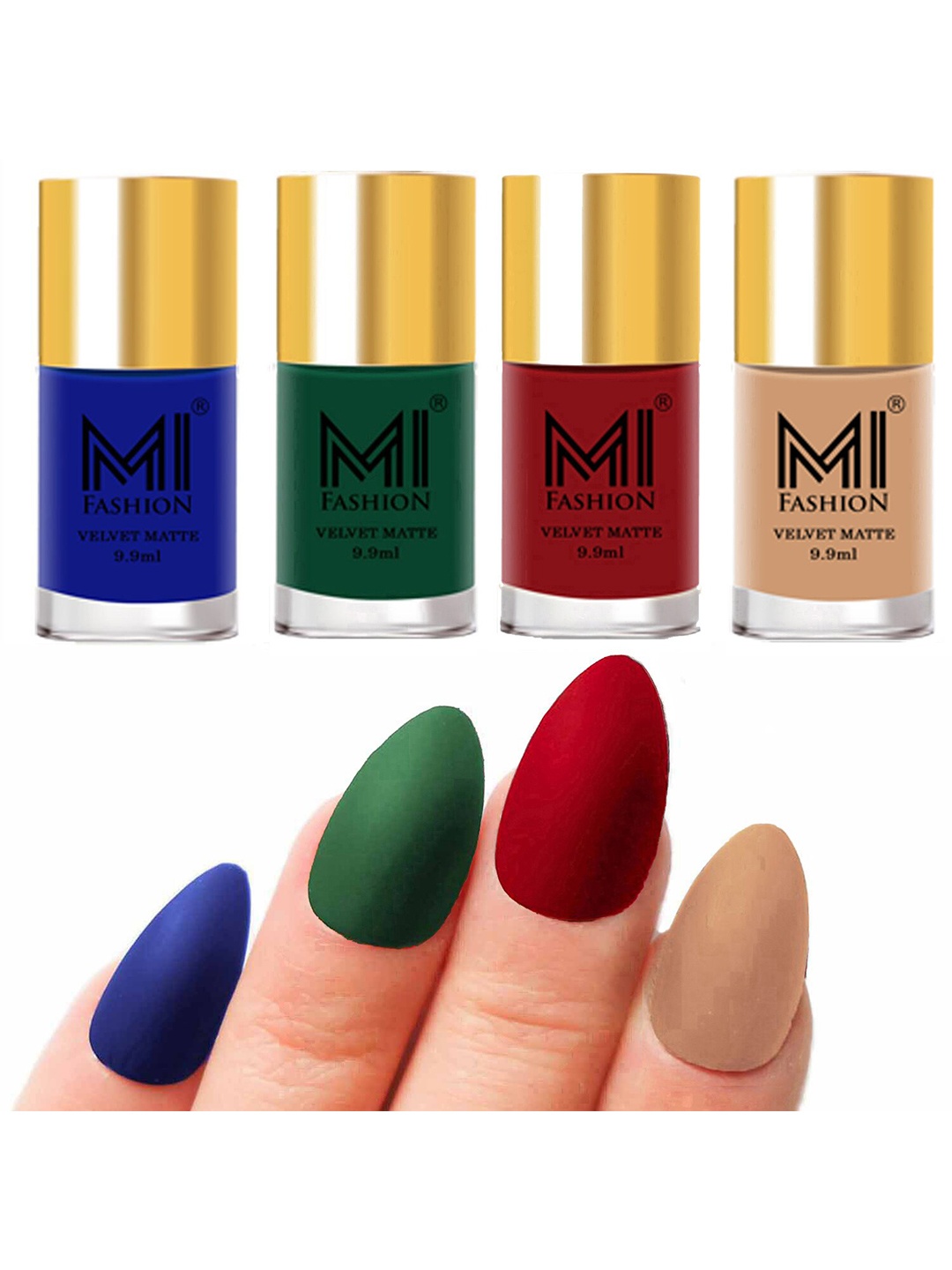 

MI FASHION Velvet Matte Set Of 4 Long Lasting Nail Polish, Blue