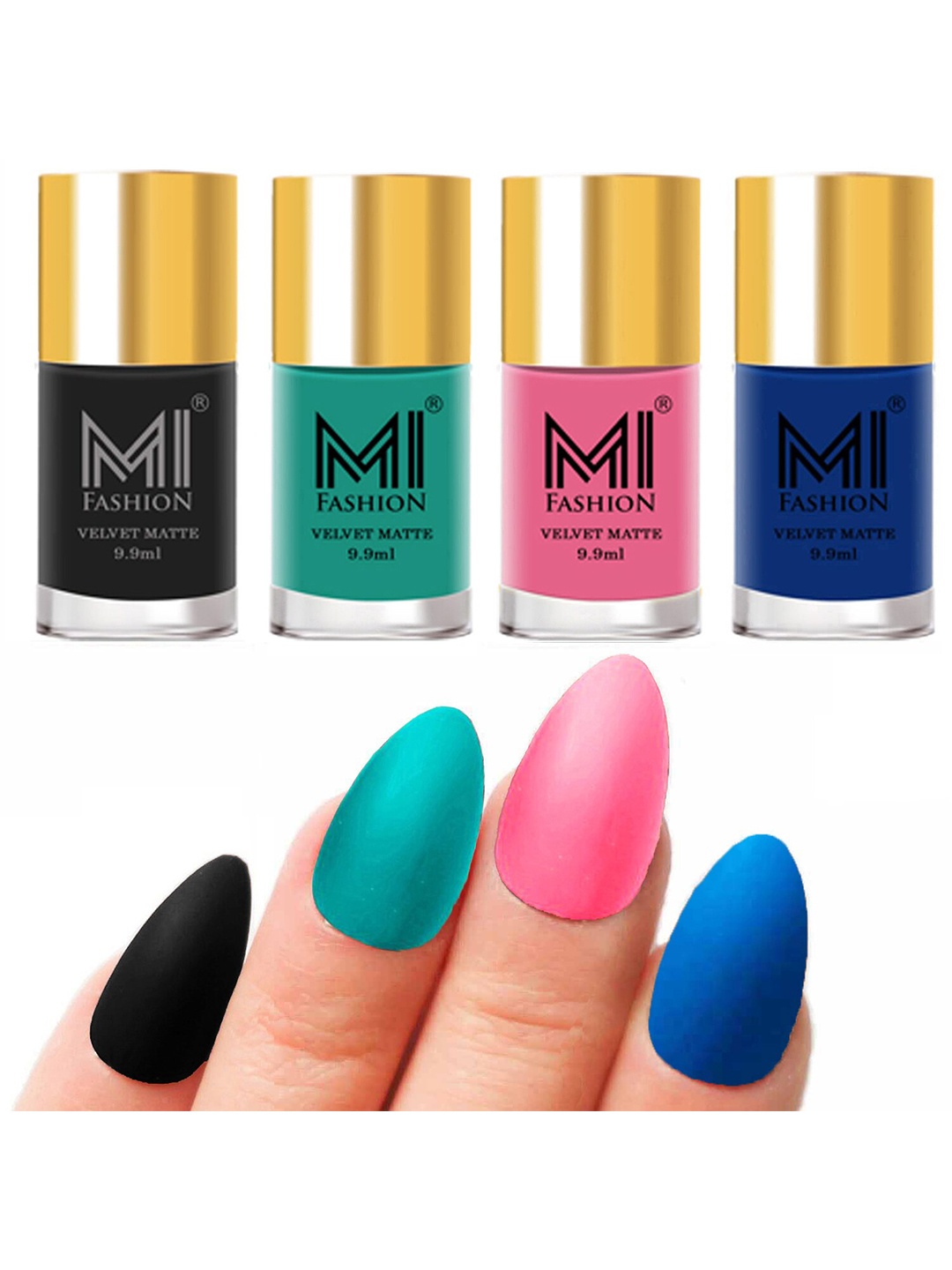 

MI FASHION Set Of 4 Velvet Matte Long Lasting Nail Polish - 9.9ml Each, Pink