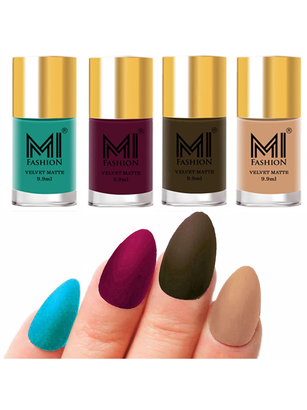 

MI FASHION Set Of 4 Velvet Matte Long Lasting Nail Polish - 9.9ml Each, Nude