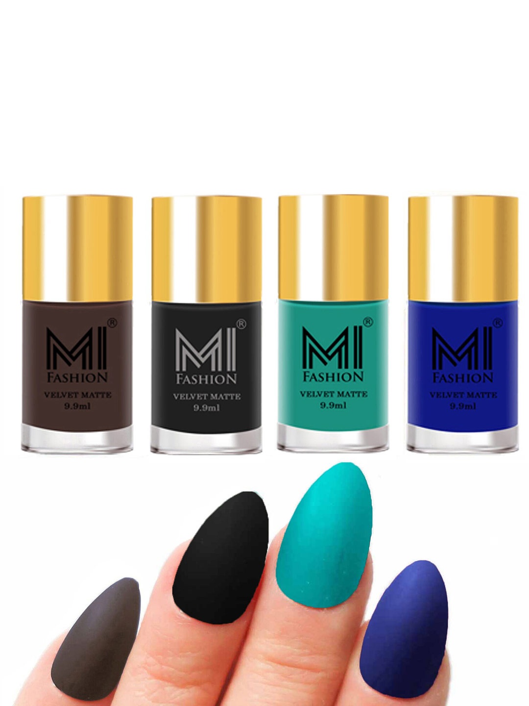 

MI FASHION Set Of 4 Velvet Matte Long Lasting Nail Polish- 9.9 ml Each, Black