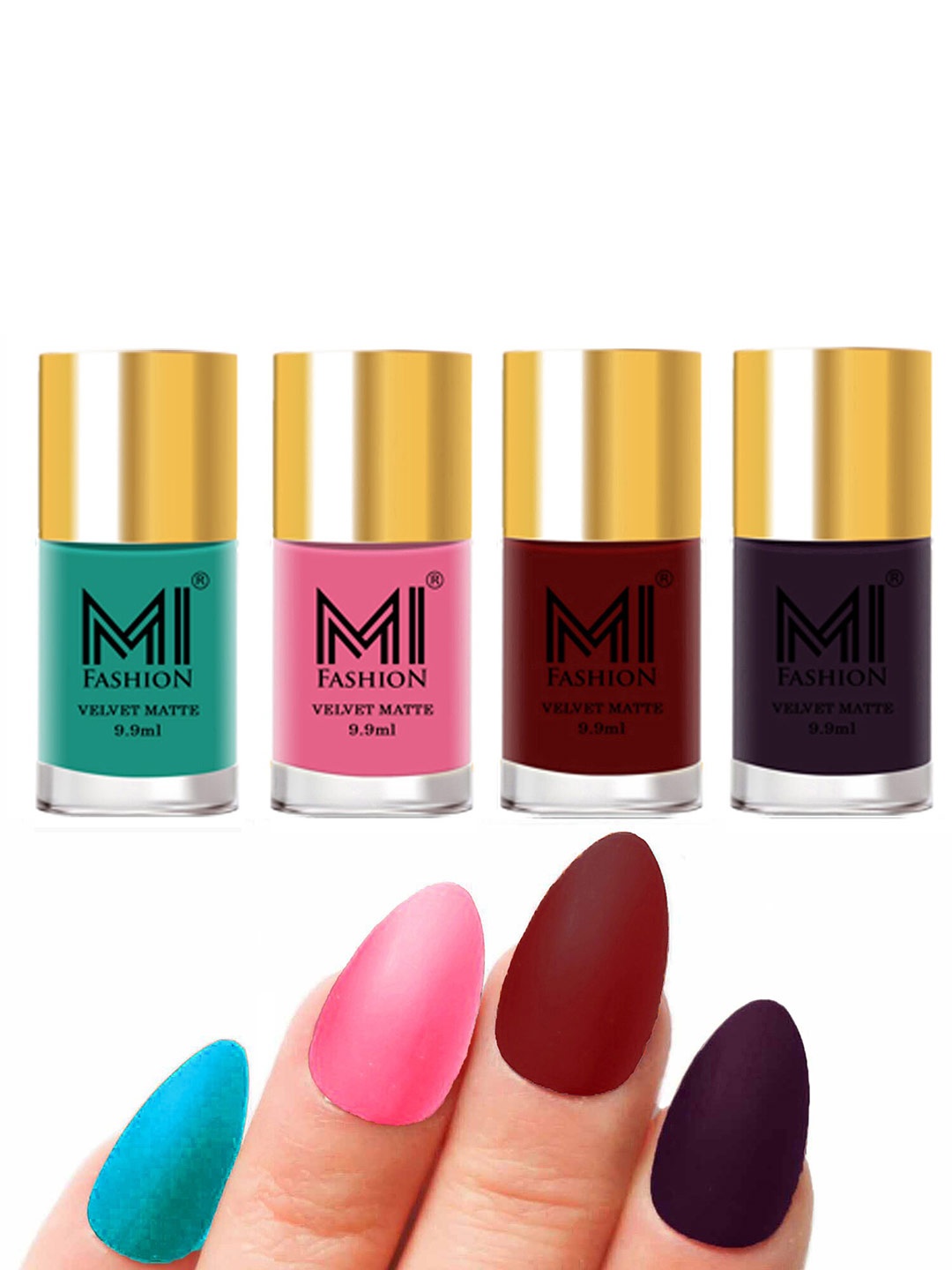 

MI FASHION Set Of 4 Velvet Matte Long Lasting Nail Polish- 9.9 ml Each, Pink