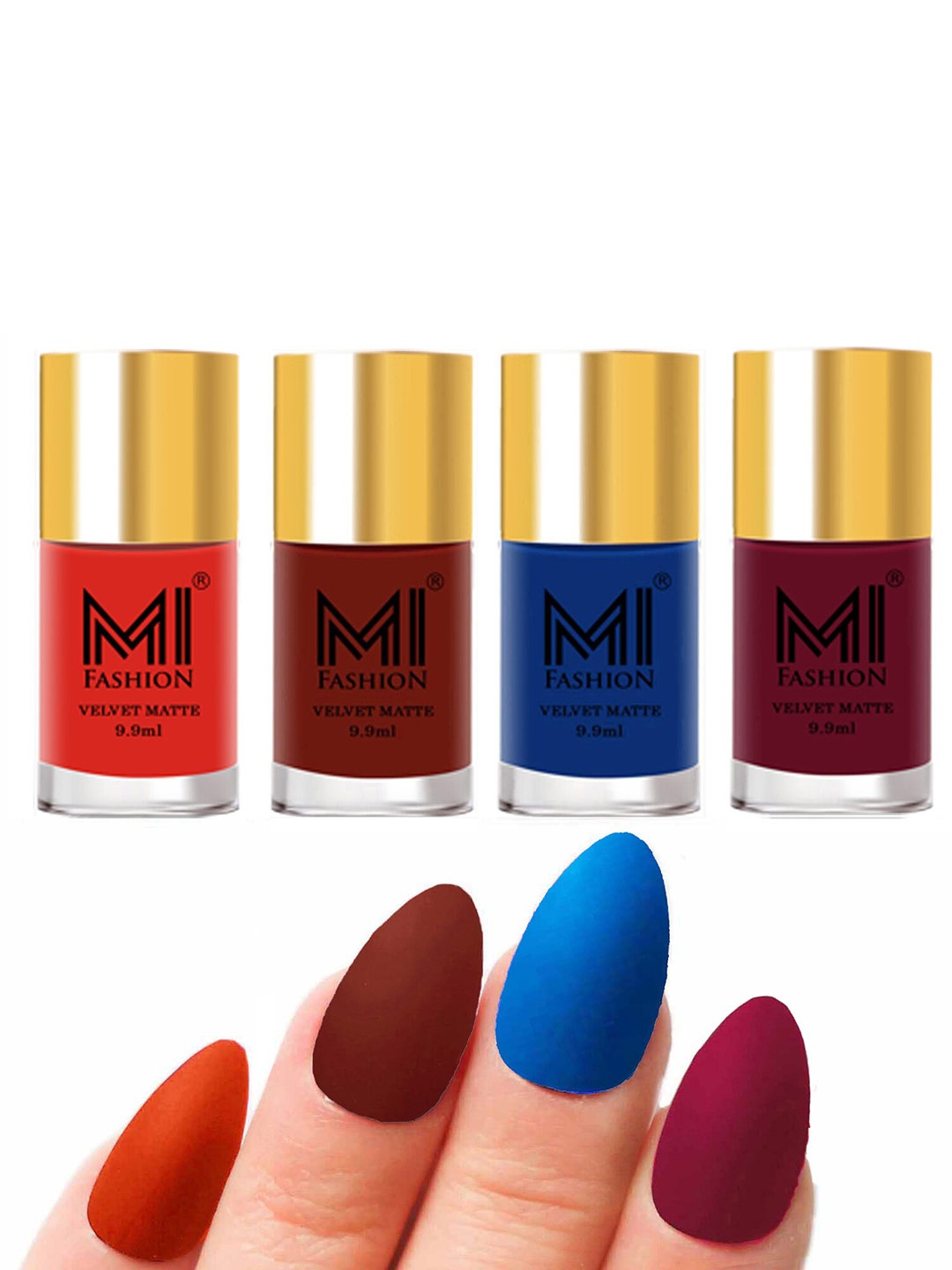 

MI FASHION Velvet Matte Set Of 4 Long Lasting Nail Polish, Orange