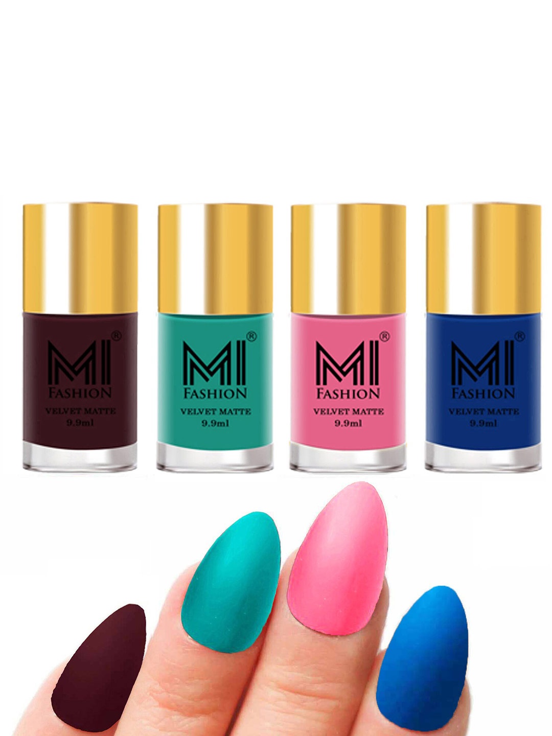 

MI FASHION Velvet Matte Set Of 4 Long Lasting Nail Polish, Pink