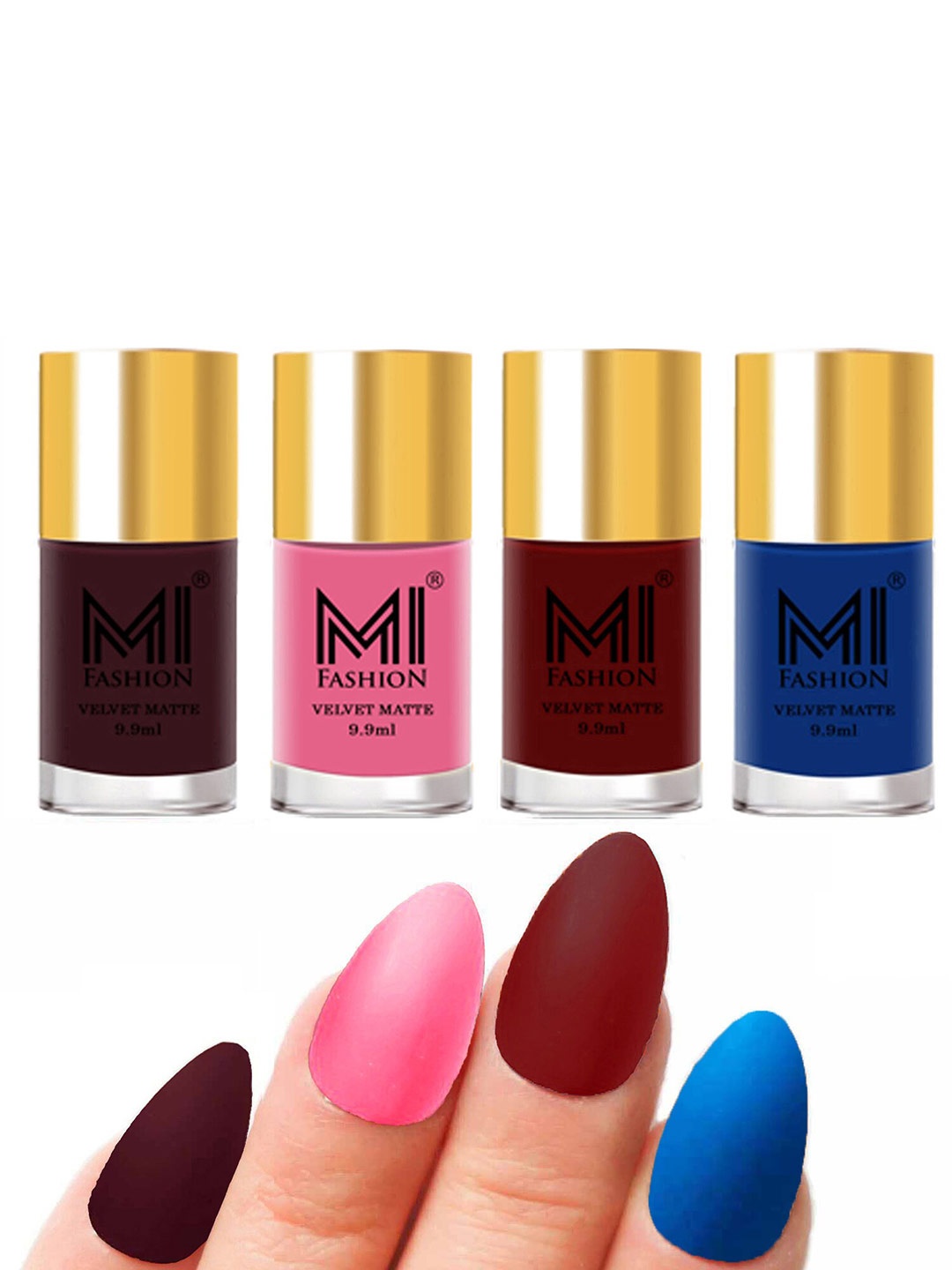 

MI FASHION Set Of 4 Velvet Matte Long-Lasting Nail Polish - 9.9ml each, Pink