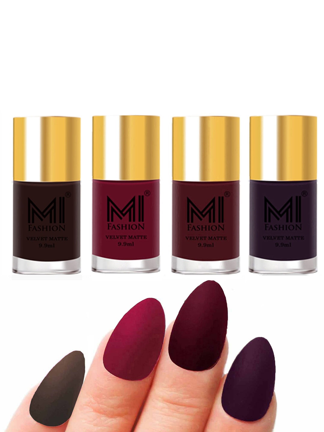 

MI FASHION Set Of 4 Velvet Matte Long-Lasting Nail Polish - 9.9ml each, Brown
