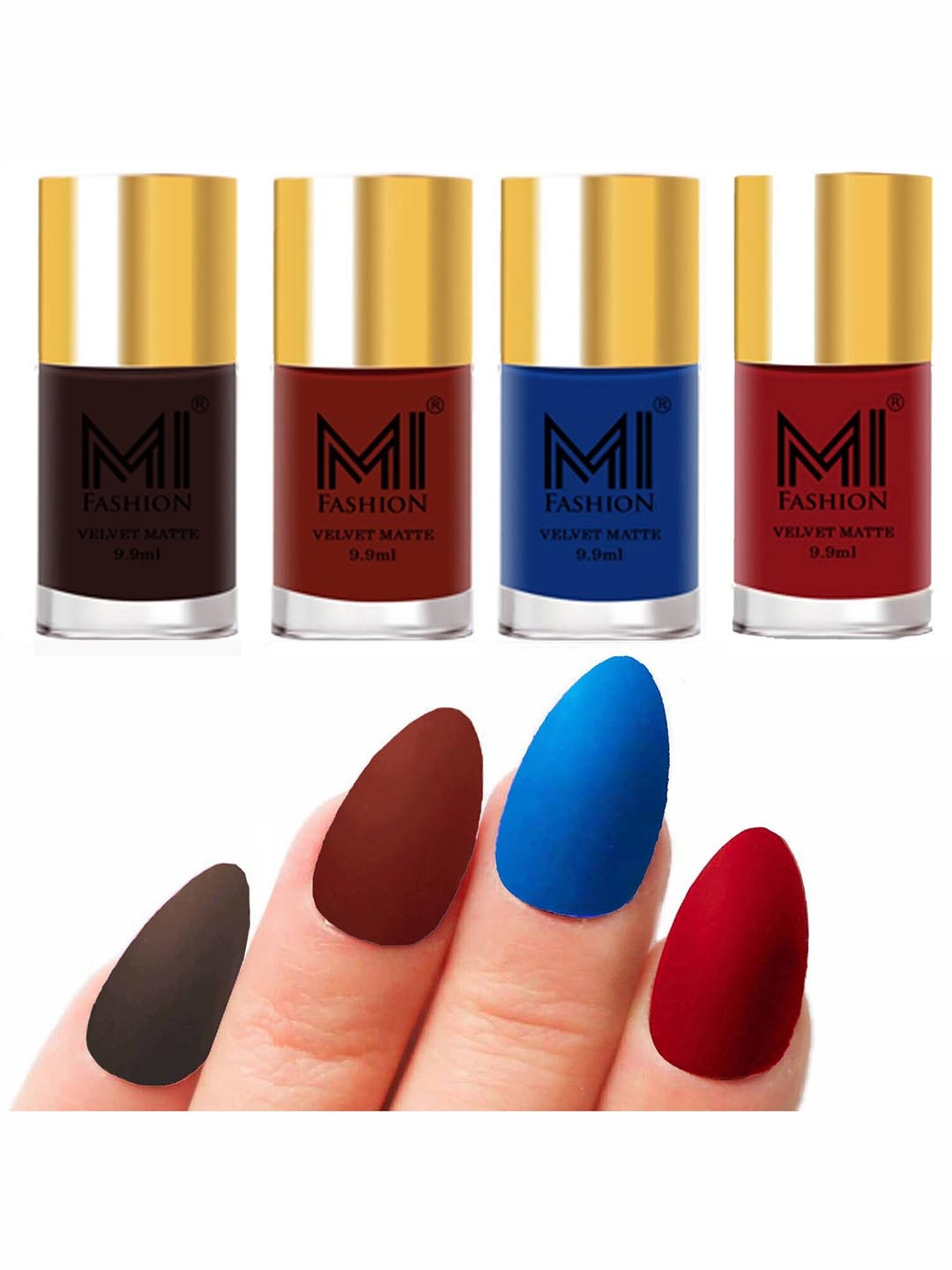 

MI FASHION Set Of 4 Velvet Matte Long-Lasting Nail Polish - 9.9ml each, Brown