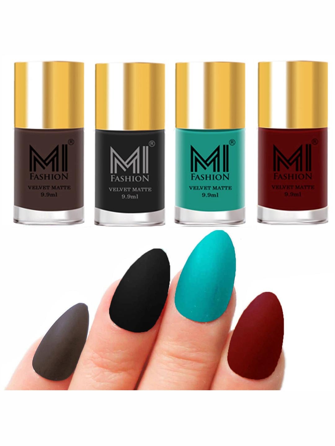 

MI FASHION Set Of 4 Velvet Matte Long-Lasting Nail Polish - 9.9ml each, Red