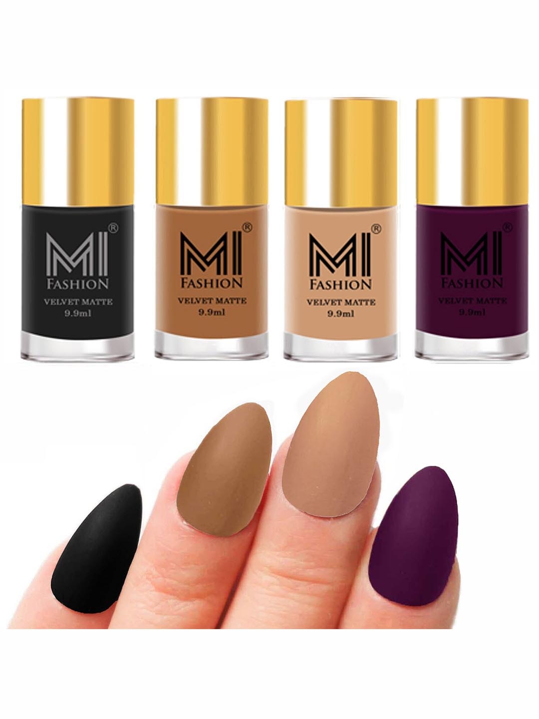 

MI FASHION Set Of 4 Velvet Matte Long-Lasting Nail Polish - 9.9ml each, Nude