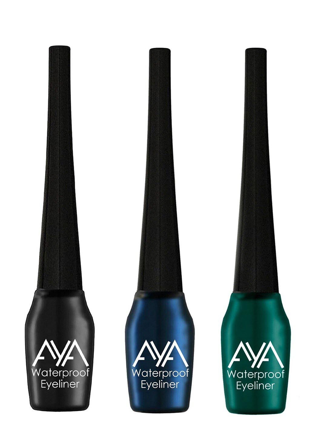 

AYA Set Of 3 Long Lasting & Waterproof Liquid Eyeliners 5ml Each - Black + Blue + Green