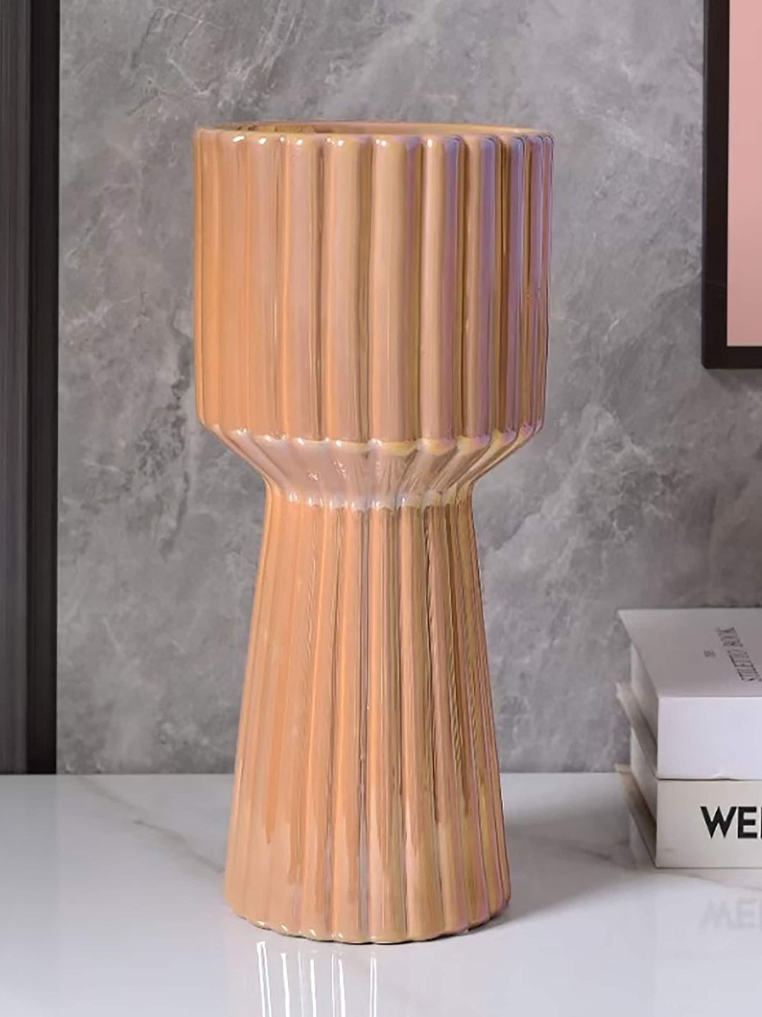 

Art Street Peach-Coloured Gradiant Effect Boho Ceramic Vase