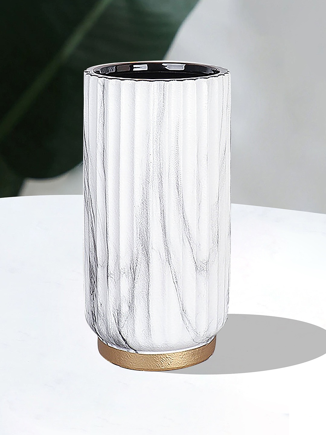 

Art Street White & Gold-Toned Marble Design Ceramic Vase