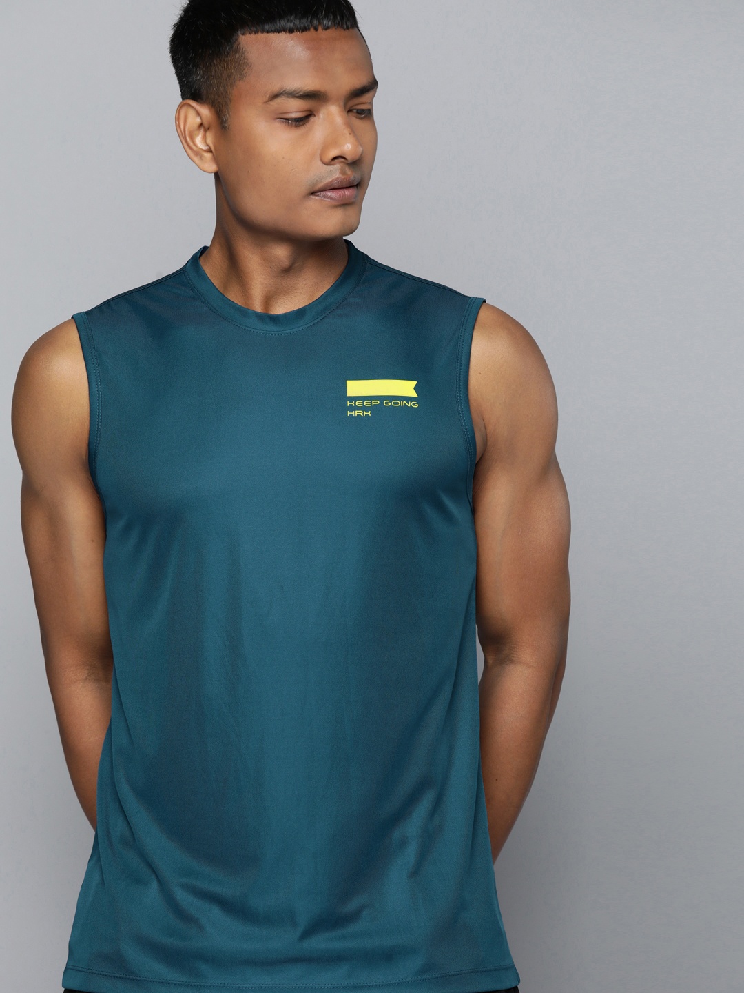 

HRX by Hrithik Roshan Brand Logo Printed T-shirt, Teal