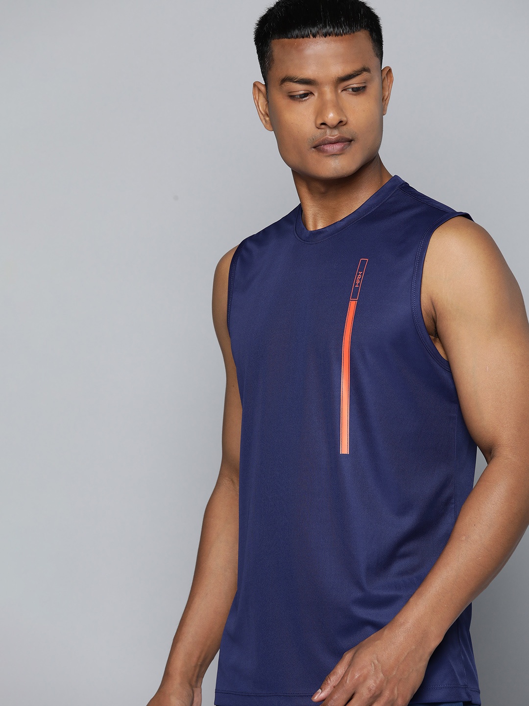 

HRX by Hrithik Roshan Brand Logo Printed T-shirt, Navy blue