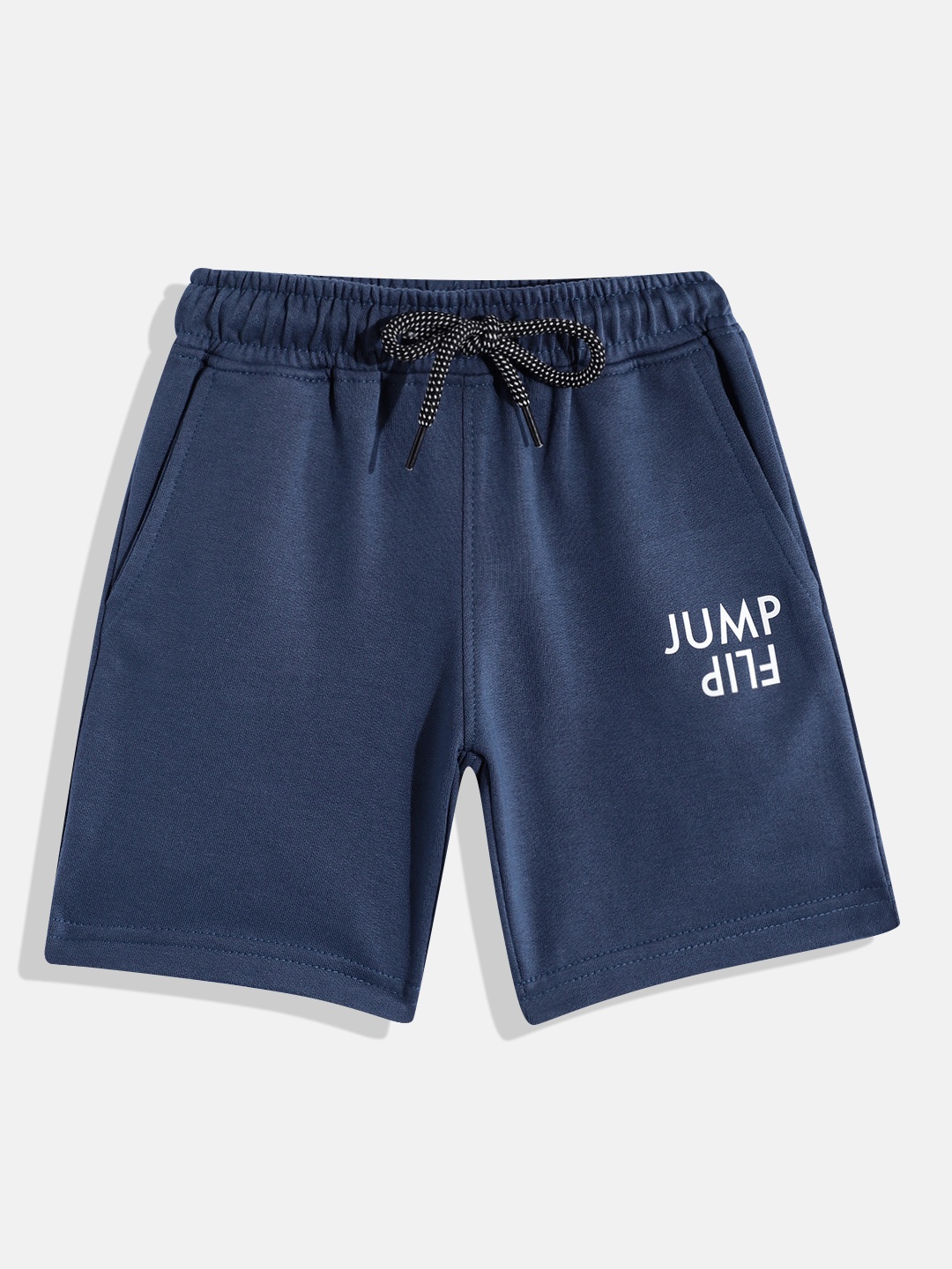 

HERE&NOW Boys Typography Printed Shorts, Navy blue