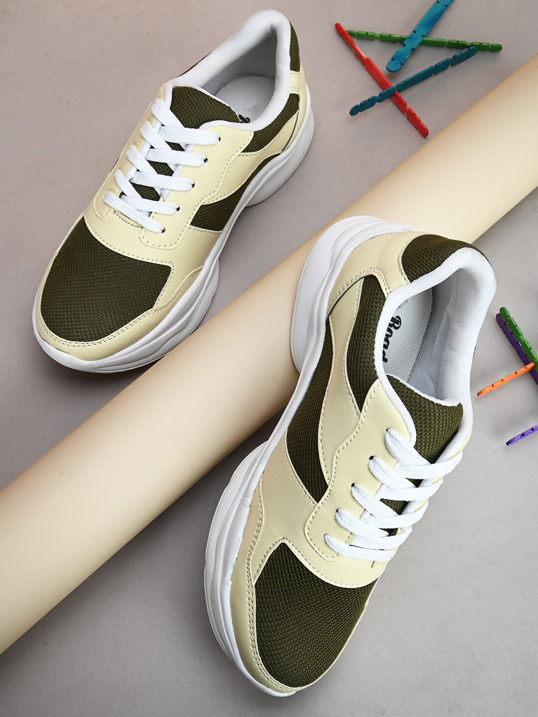 

The Roadster Lifestyle Co. Women Lace-Up Lightweight Walking Sports Shoes, Olive