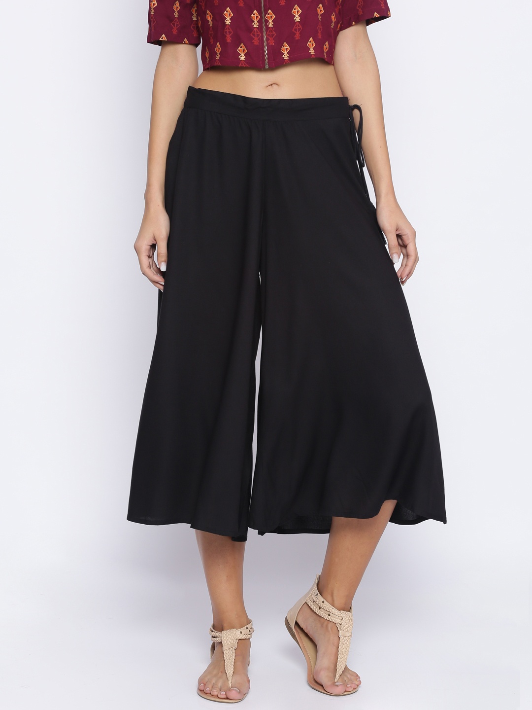 

Colour Me by Melange Women Black Straight Solid Culottes