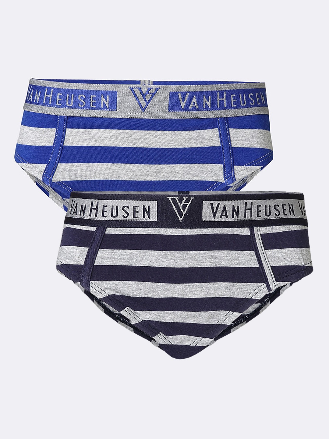 

Van Heusen Boys Pack Of 2 Anti-Bacterial Striped Basic Briefs, Grey