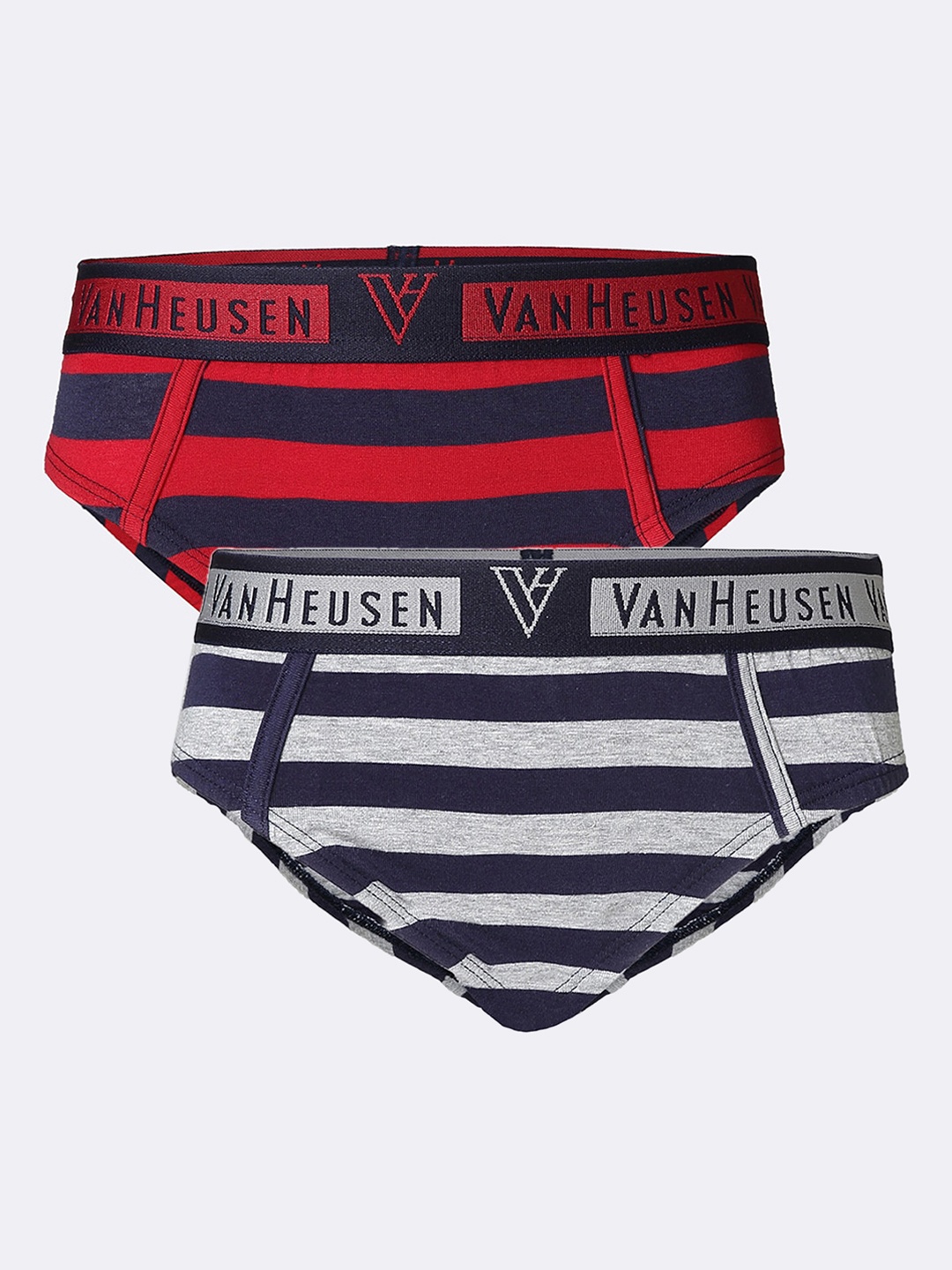 

Van Heusen Boys Pack Of 2 Anti-Bacterial Striped Basic Briefs, Grey