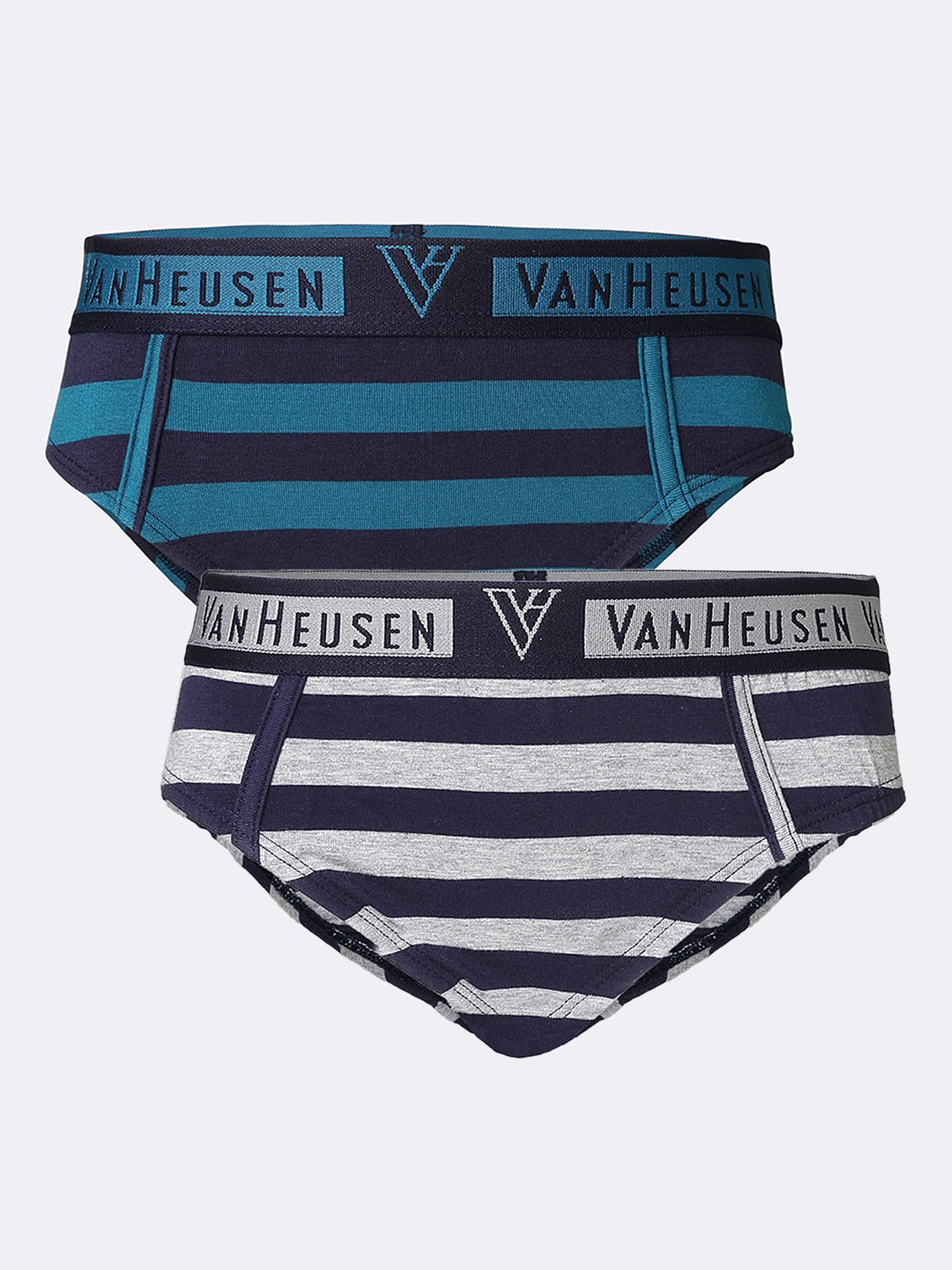 

Van Heusen Boys Pack Of 2 Anti-Bacterial Striped Basic Briefs, Grey