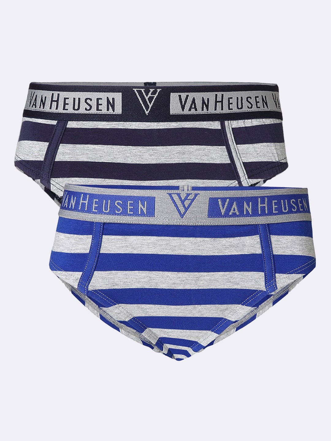 

Van Heusen Boys Pack Of 2 Anti-Bacterial Striped Basic Briefs, Grey