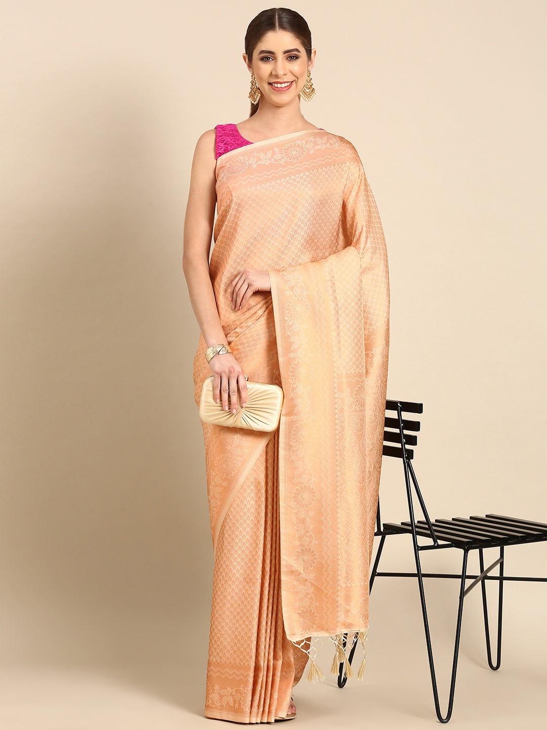 

Pothys Ethnic Motifs Zari Banarasi Saree, Cream