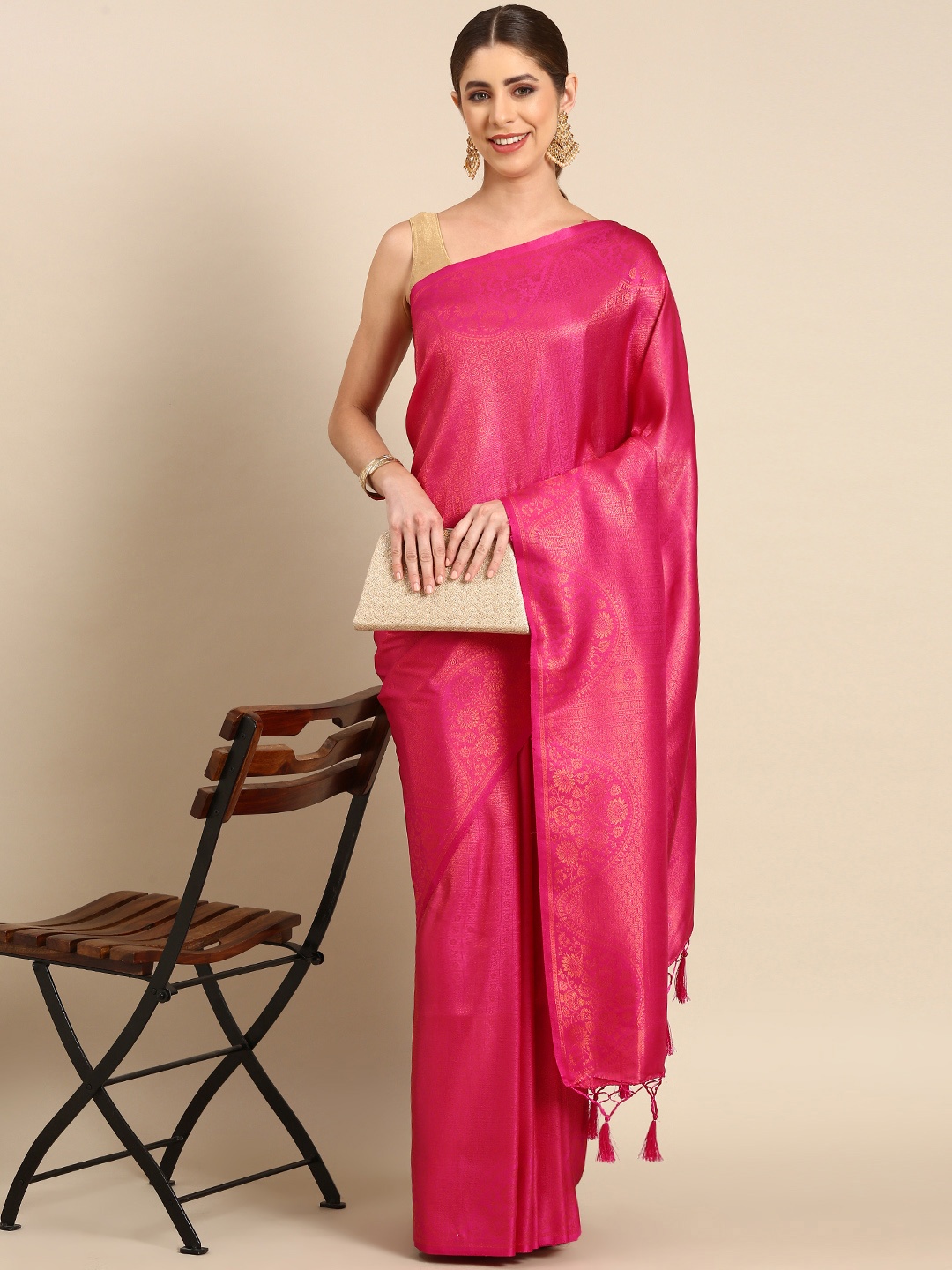 

Pothys Ethnic Motifs Zari Banarasi Saree, Pink