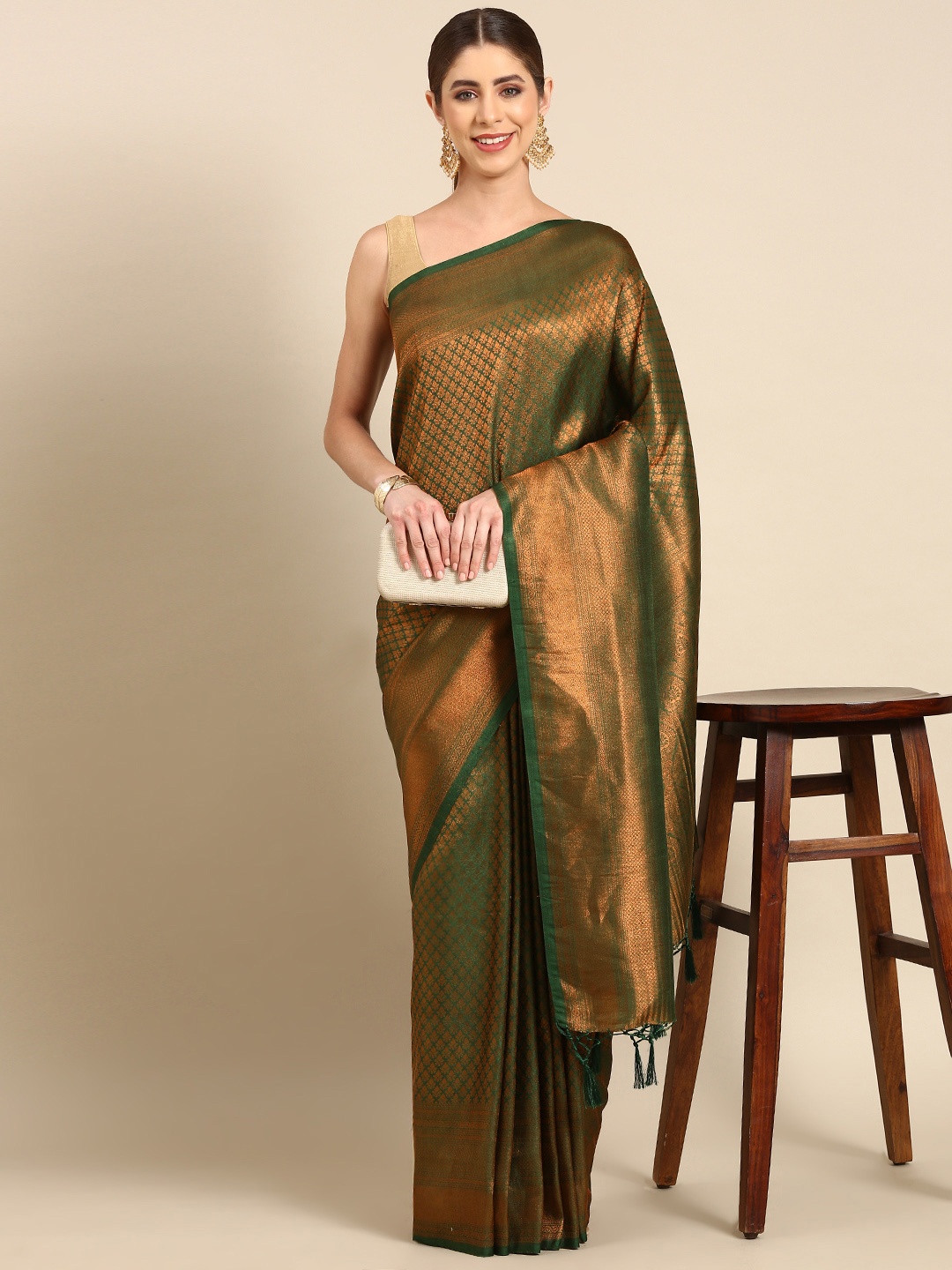 

Pothys Ethnic Motifs Zari Banarasi Saree, Green