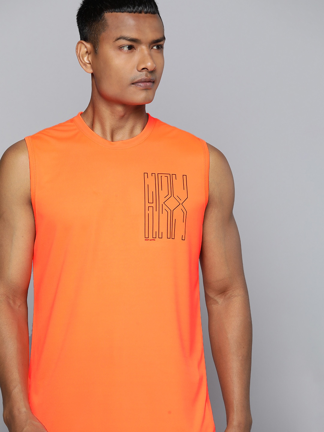 

HRX by Hrithik Roshan Brand Logo Printed T-shirt, Orange