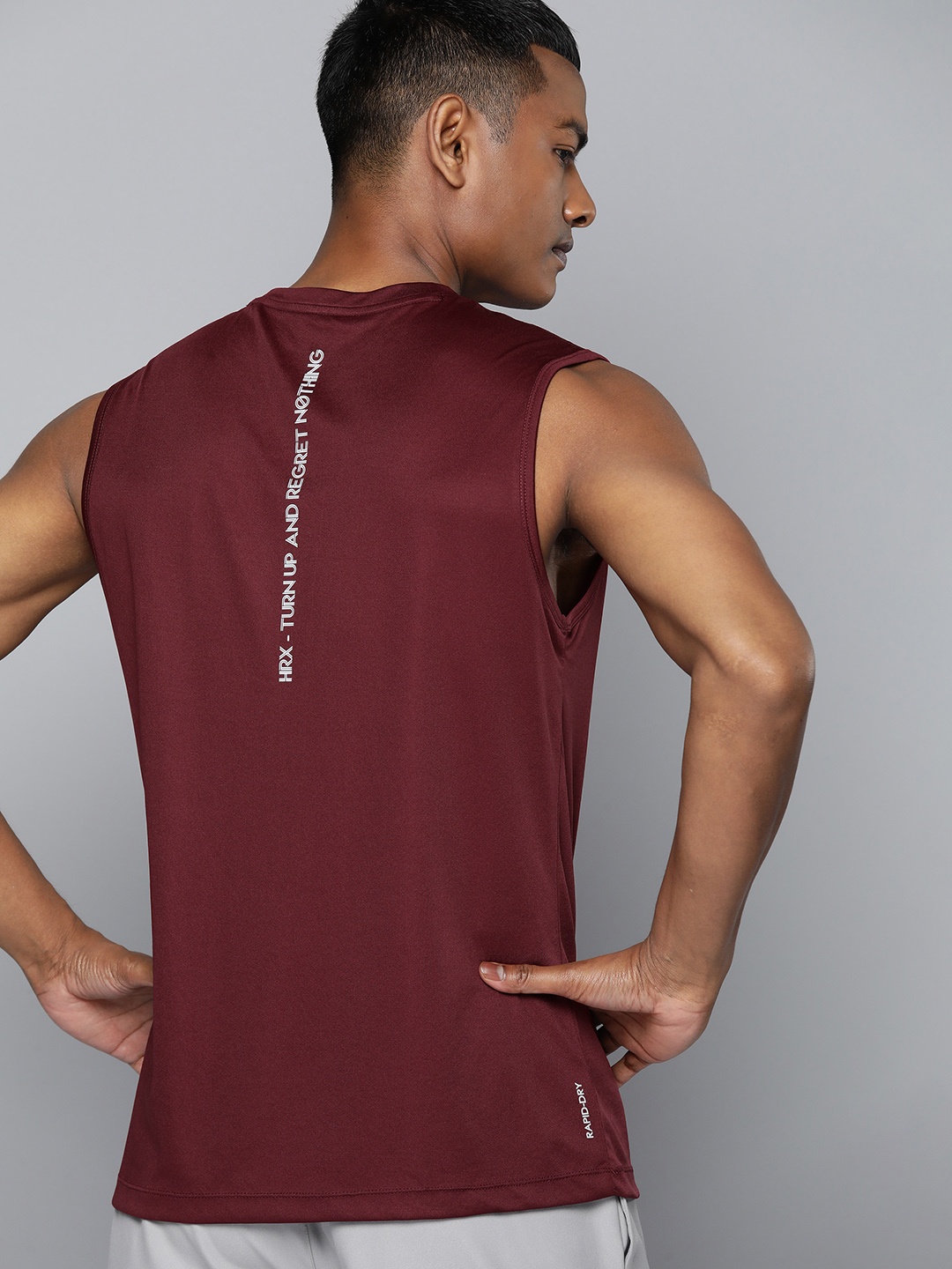 

HRX by Hrithik Roshan Typography Printed T-shirt, Maroon