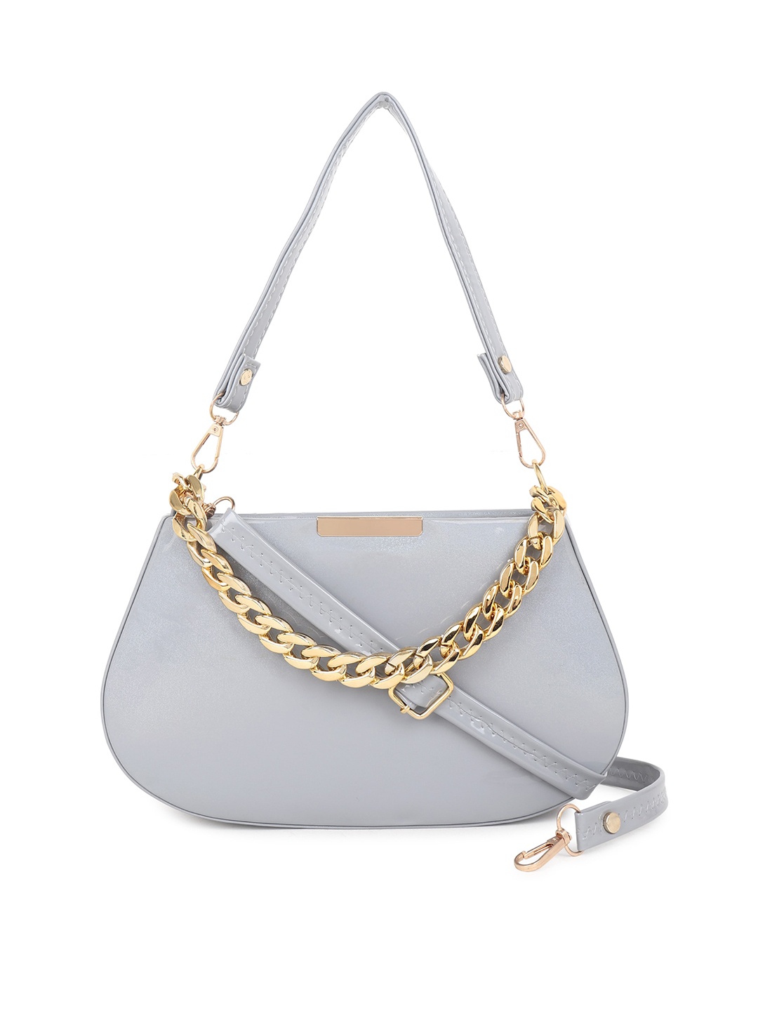 

Stropcarry Women PU Half Moon Shoulder Bag, Grey