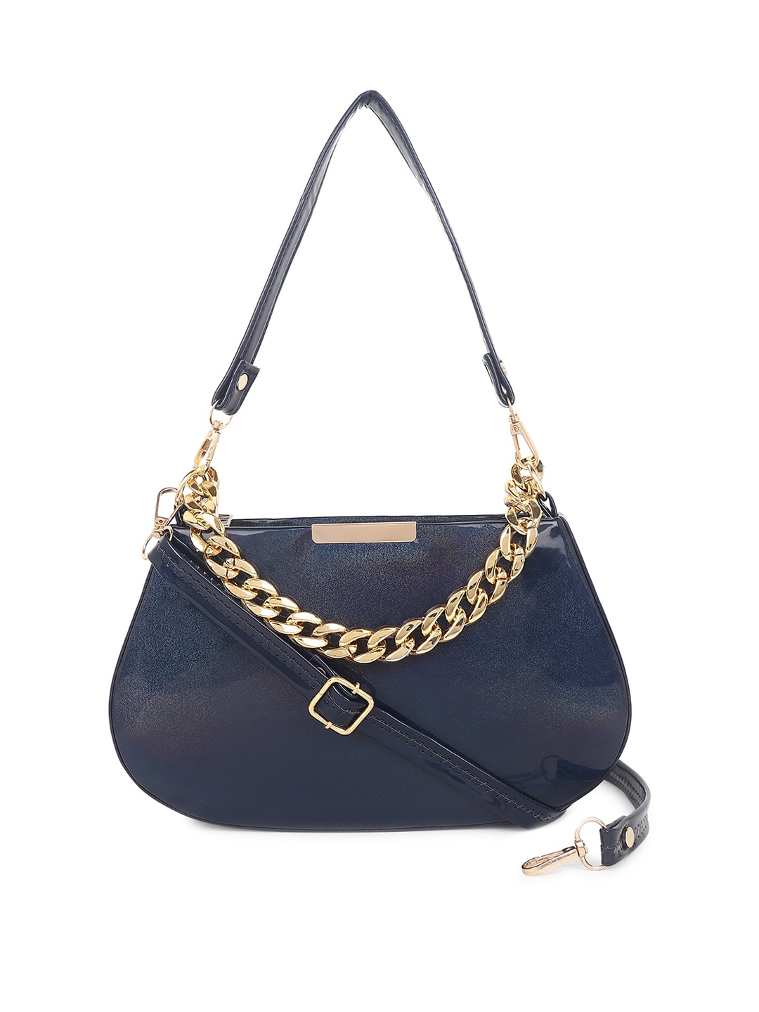 

Stropcarry Women PU Half Moon Shoulder Bag, Navy blue