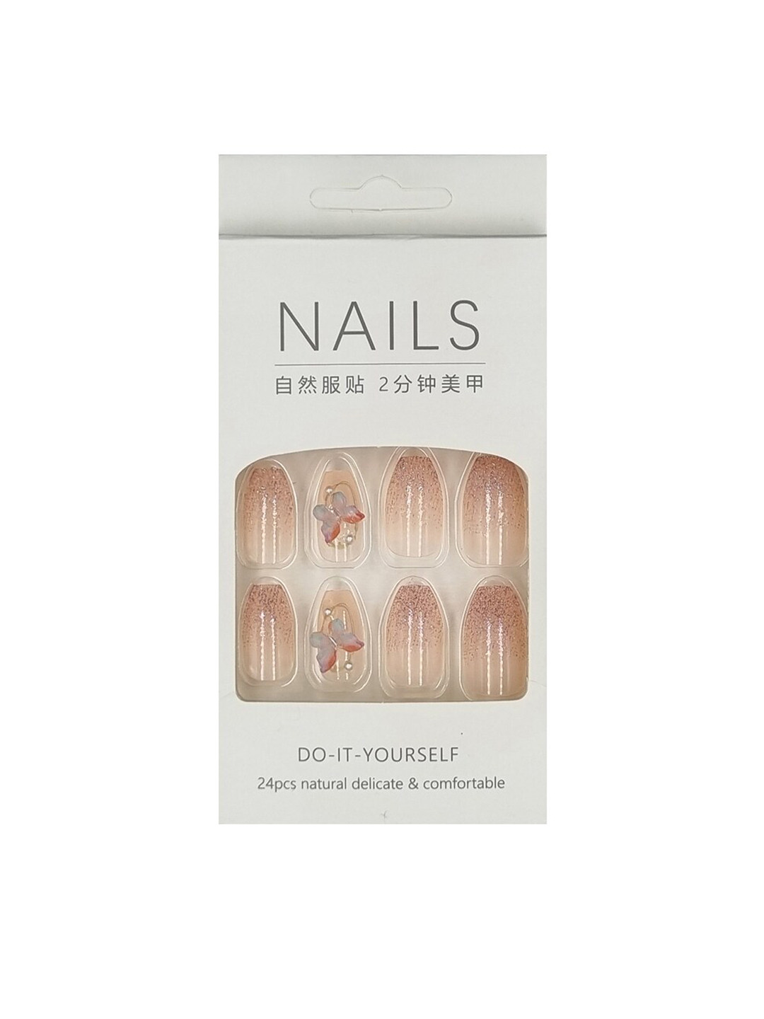 

S.A.V.I. 24 - Pcs Fake Nails With Glue, Pink