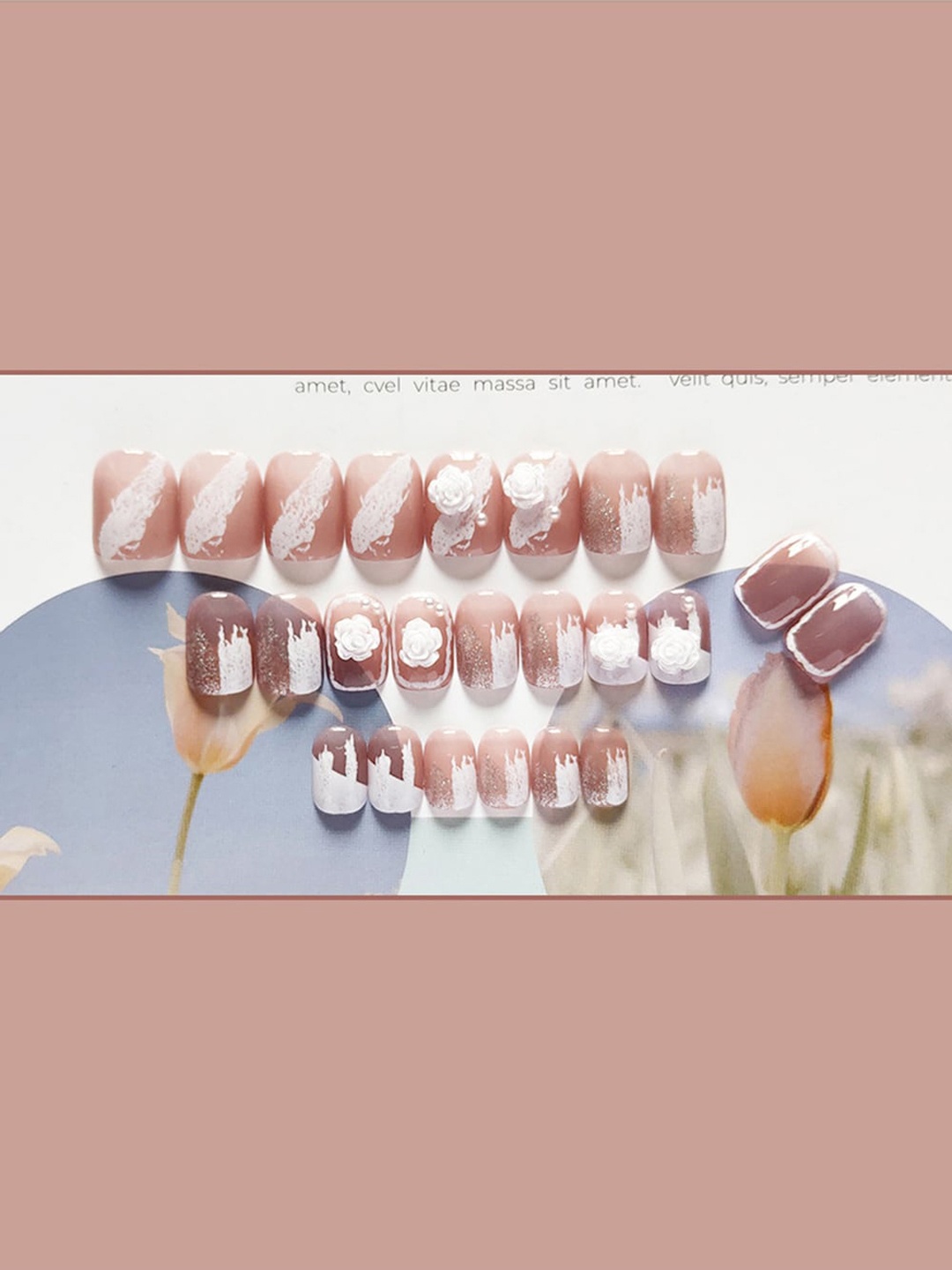 

S.A.V.I. 24 - Pcs Fake Nails With Glue, Pink
