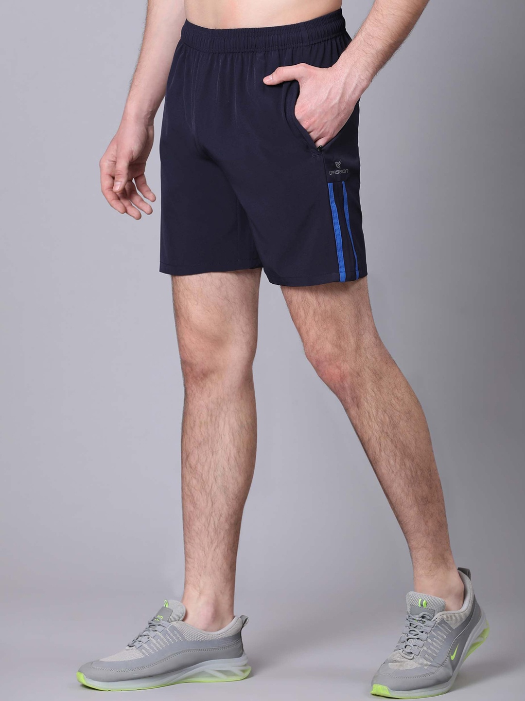 

Dpassion Men Running Sports Shorts, Navy blue