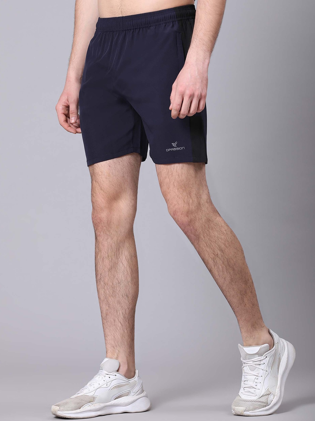 Dpassion Men Running Sports Shorts, Navy blue