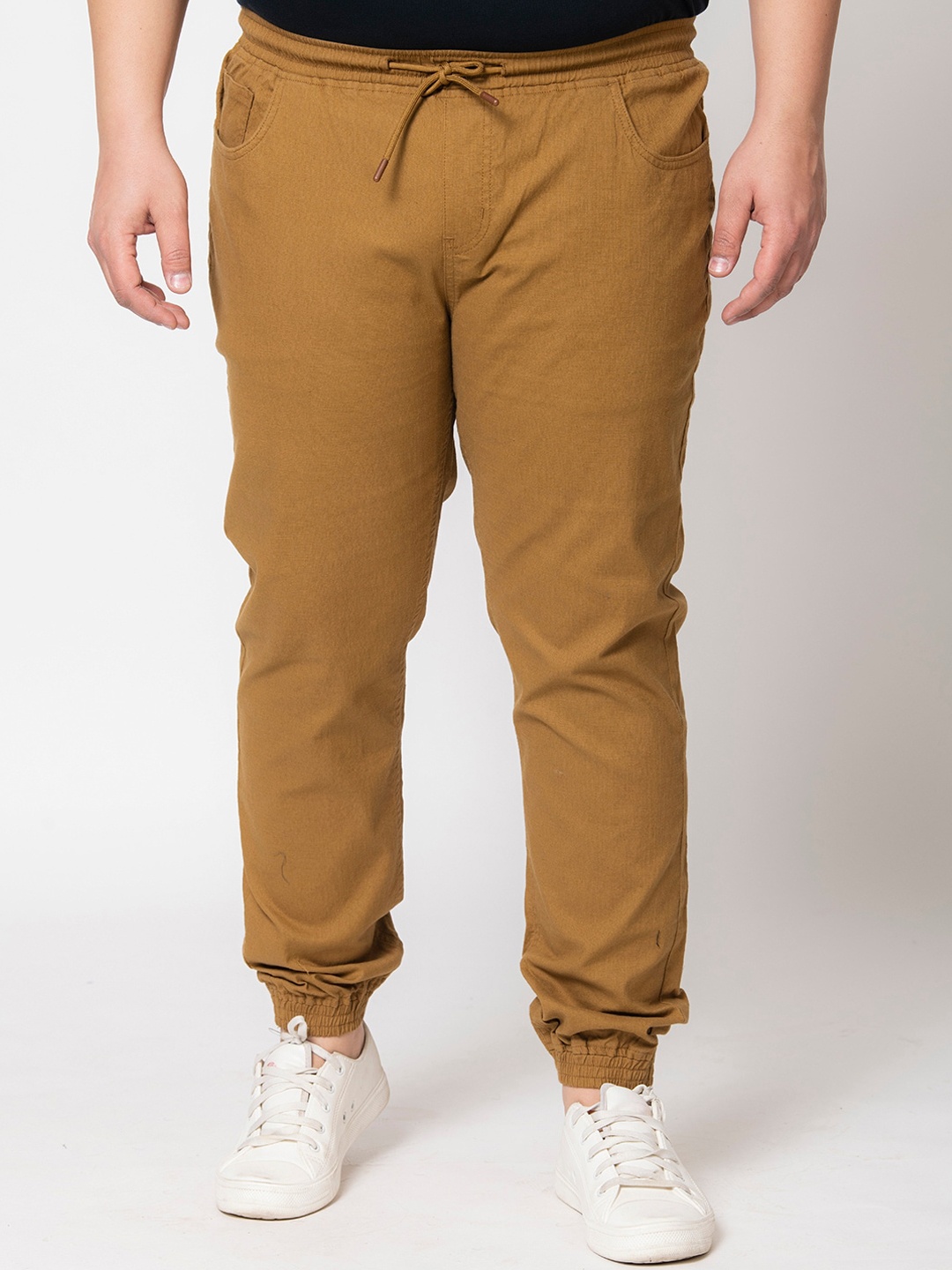 

IVOC Plus Men Mid-Rise Pure Cotton Joggers, Khaki