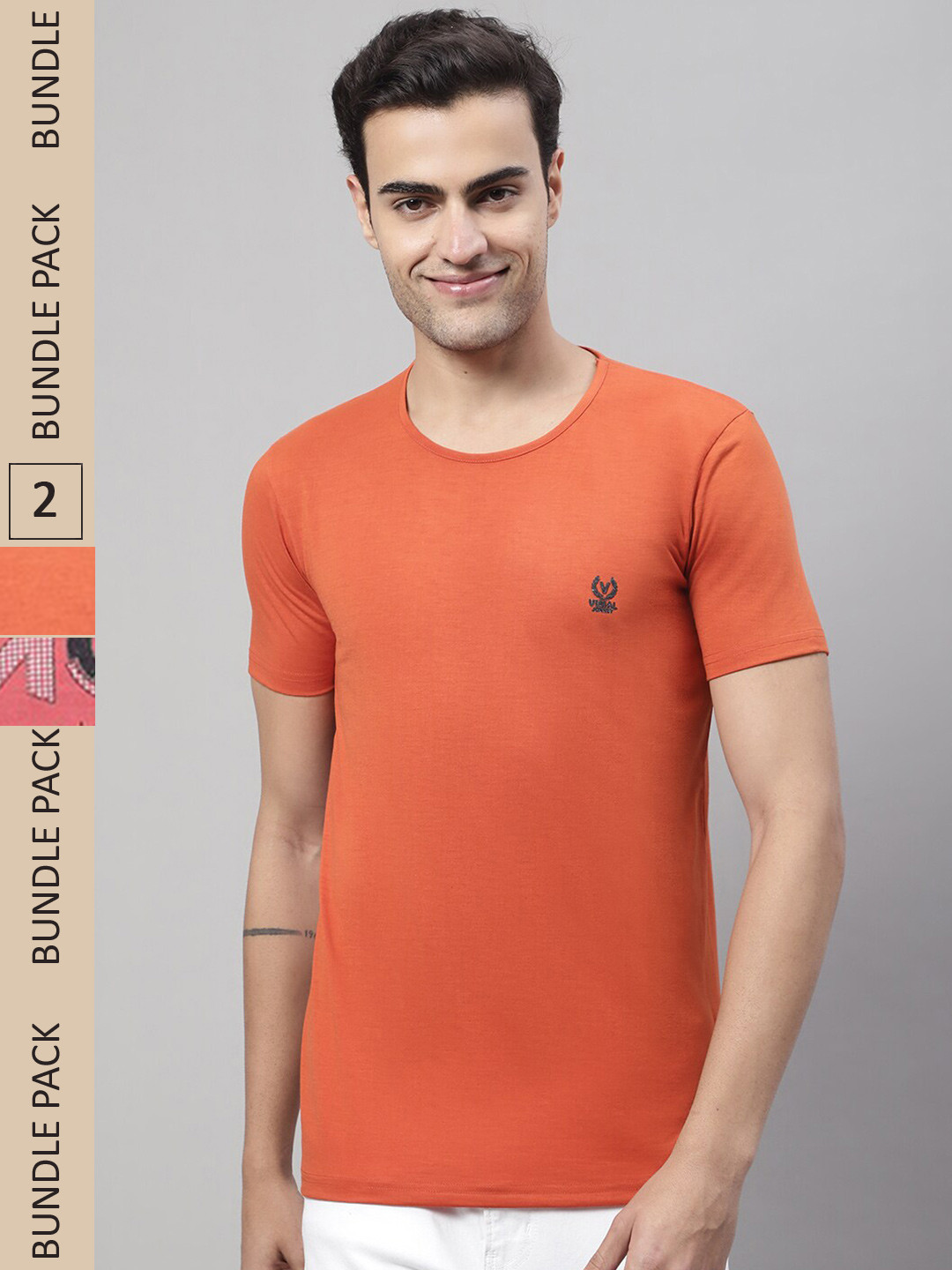 

MACK JONNEY Pack Of 2 Cotton T-shirt, Rust