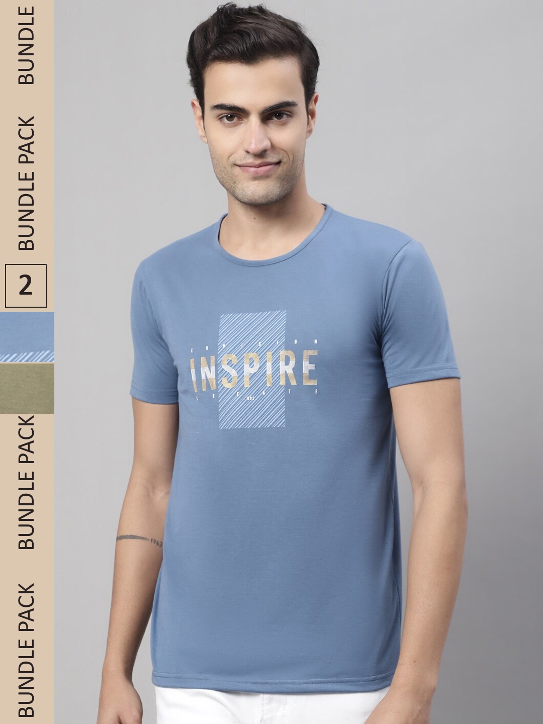 

MACK JONNEY Pack Of 2 Printed Cotton T-shirt, Blue