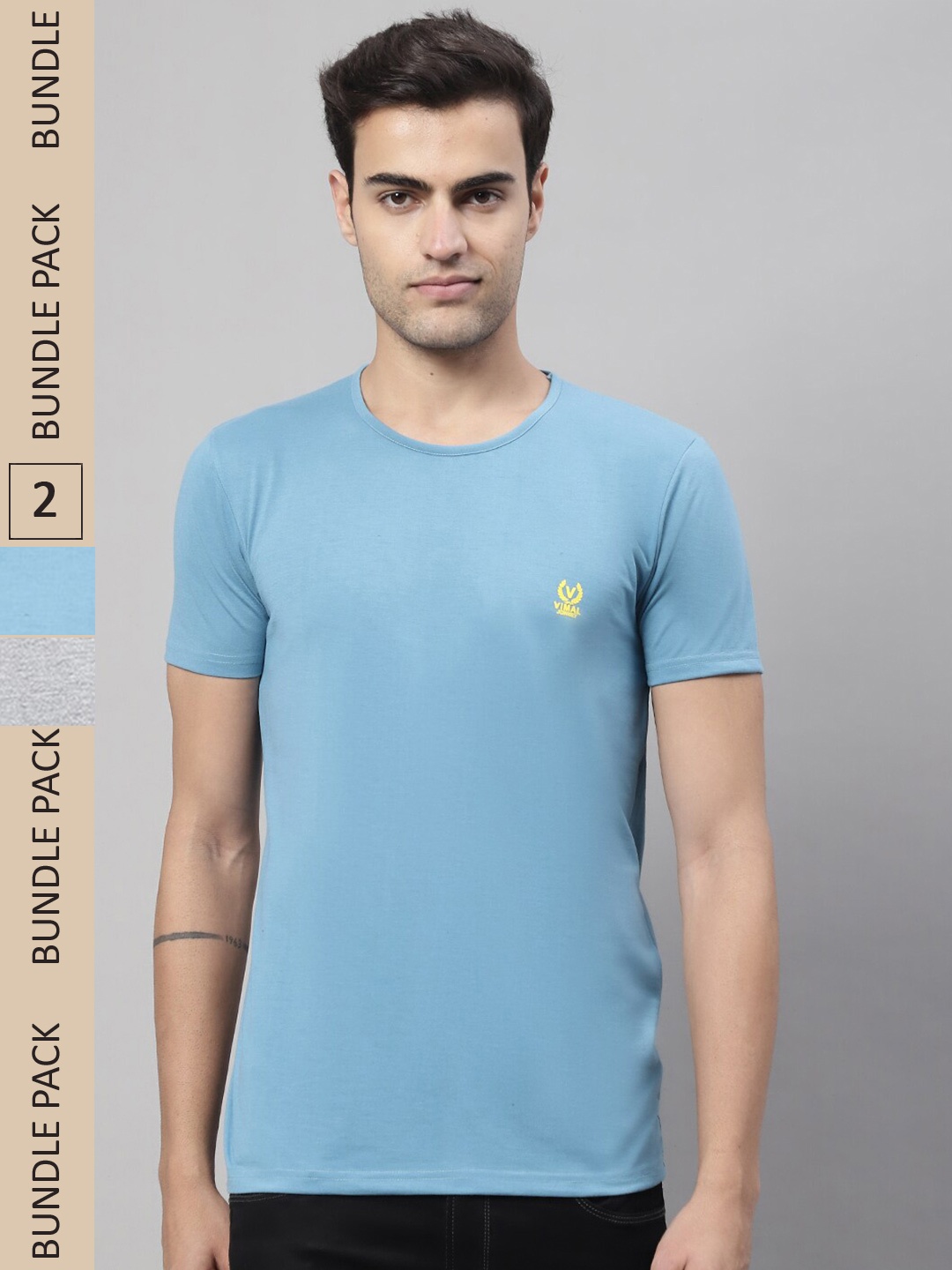 

MACK JONNEY Pack Of 2 Typographic Printed Cotton T-Shirt, Blue