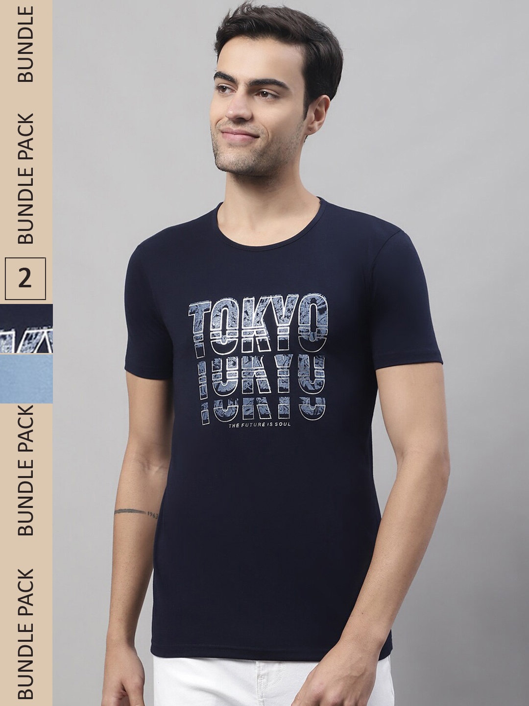 

MACK JONNEY Pack Of 2 Cotton T-shirt, Navy blue