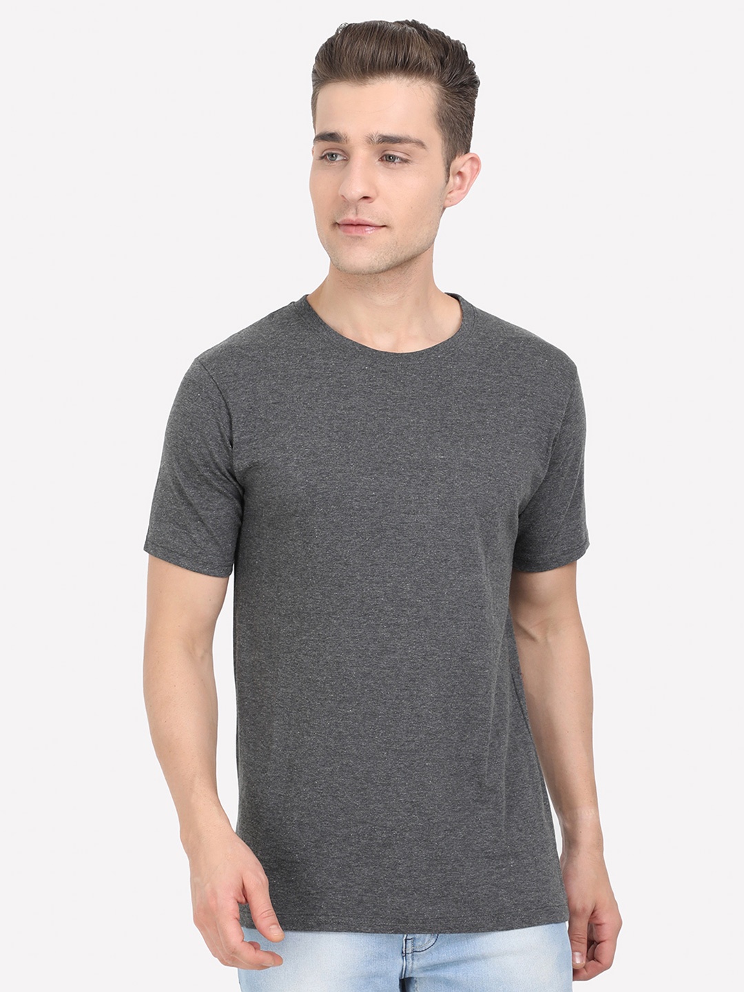 

Fleximaa Round Neck Cotton T-shirt, Charcoal