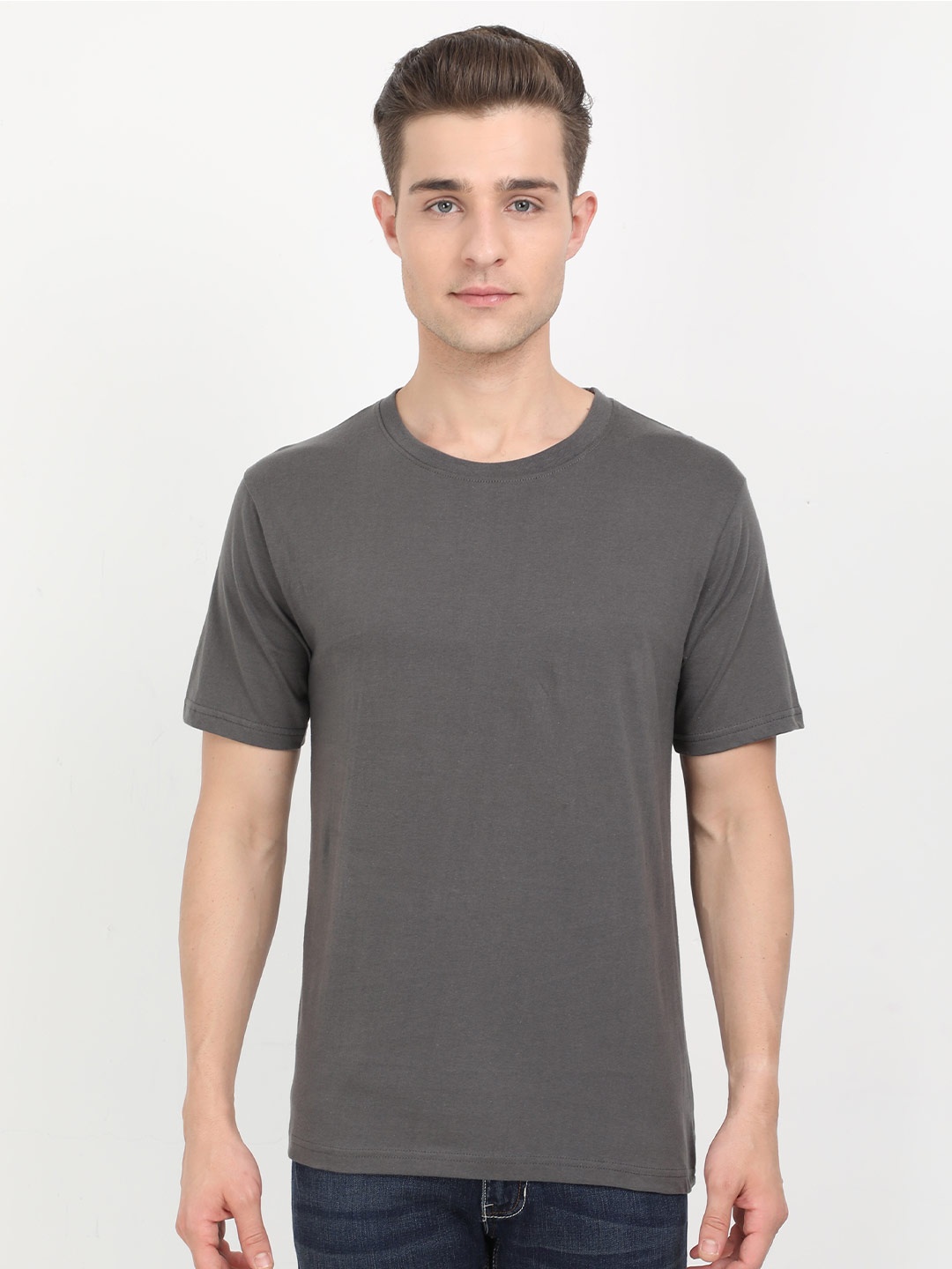 

Fleximaa Men Cotton Round Neck T-shirt, Grey