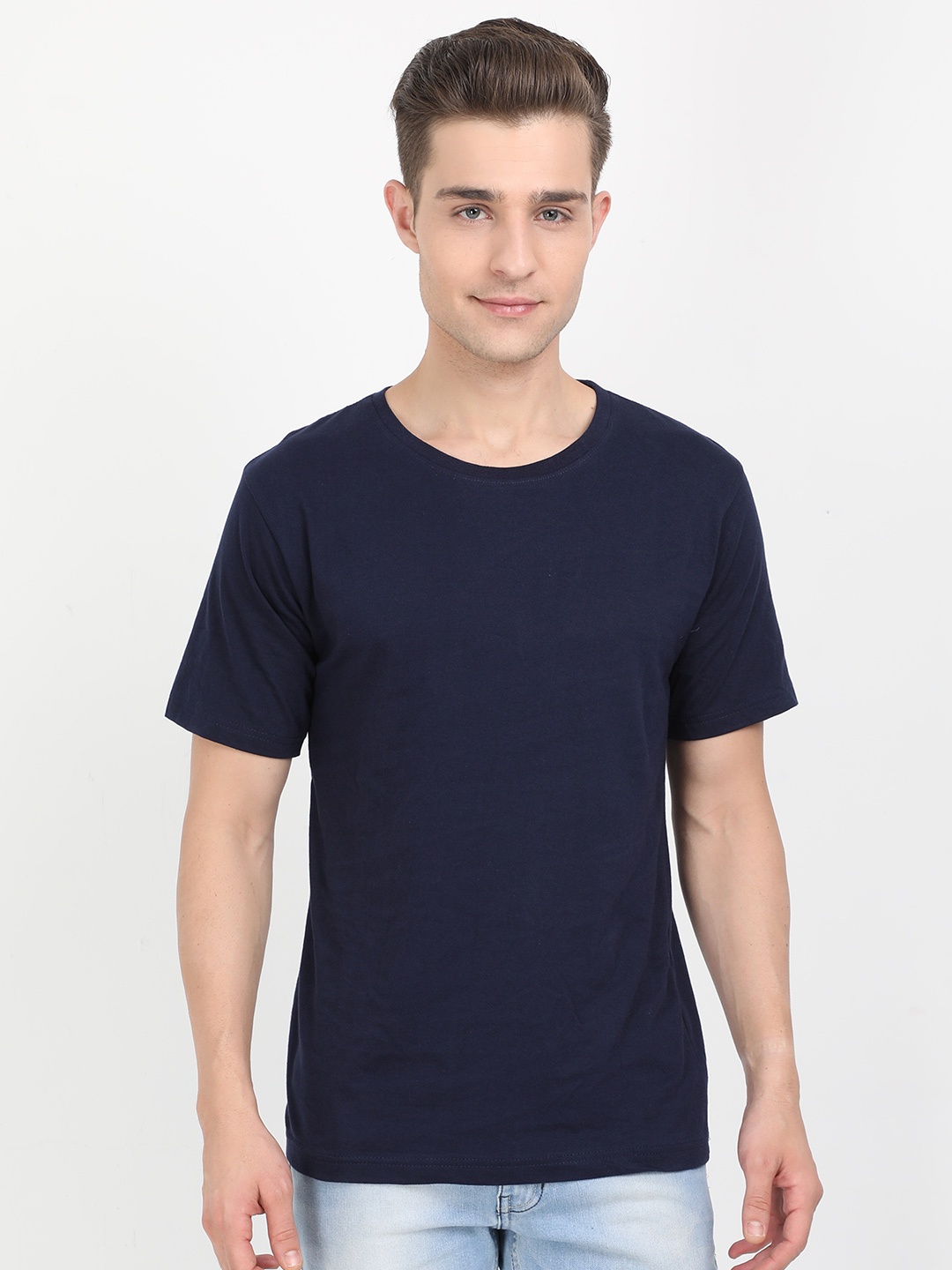 

Fleximaa Round Neck Cotton T-shirt, Navy blue