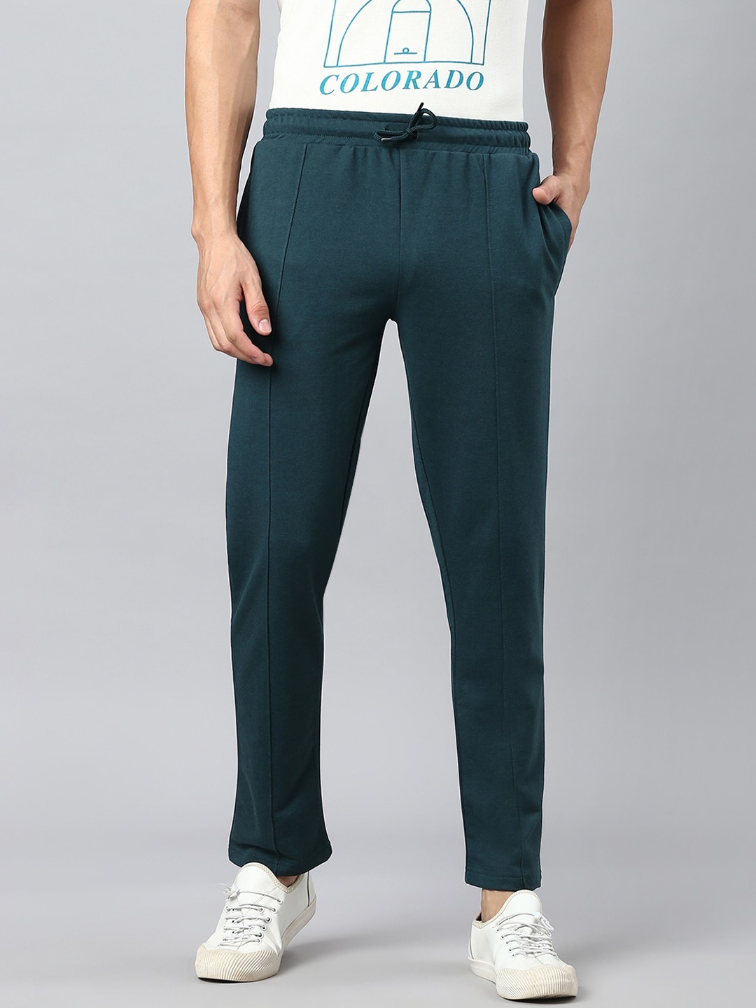 

Hubberholme Men Regular Fit Mid-Rise Track Pants, Teal