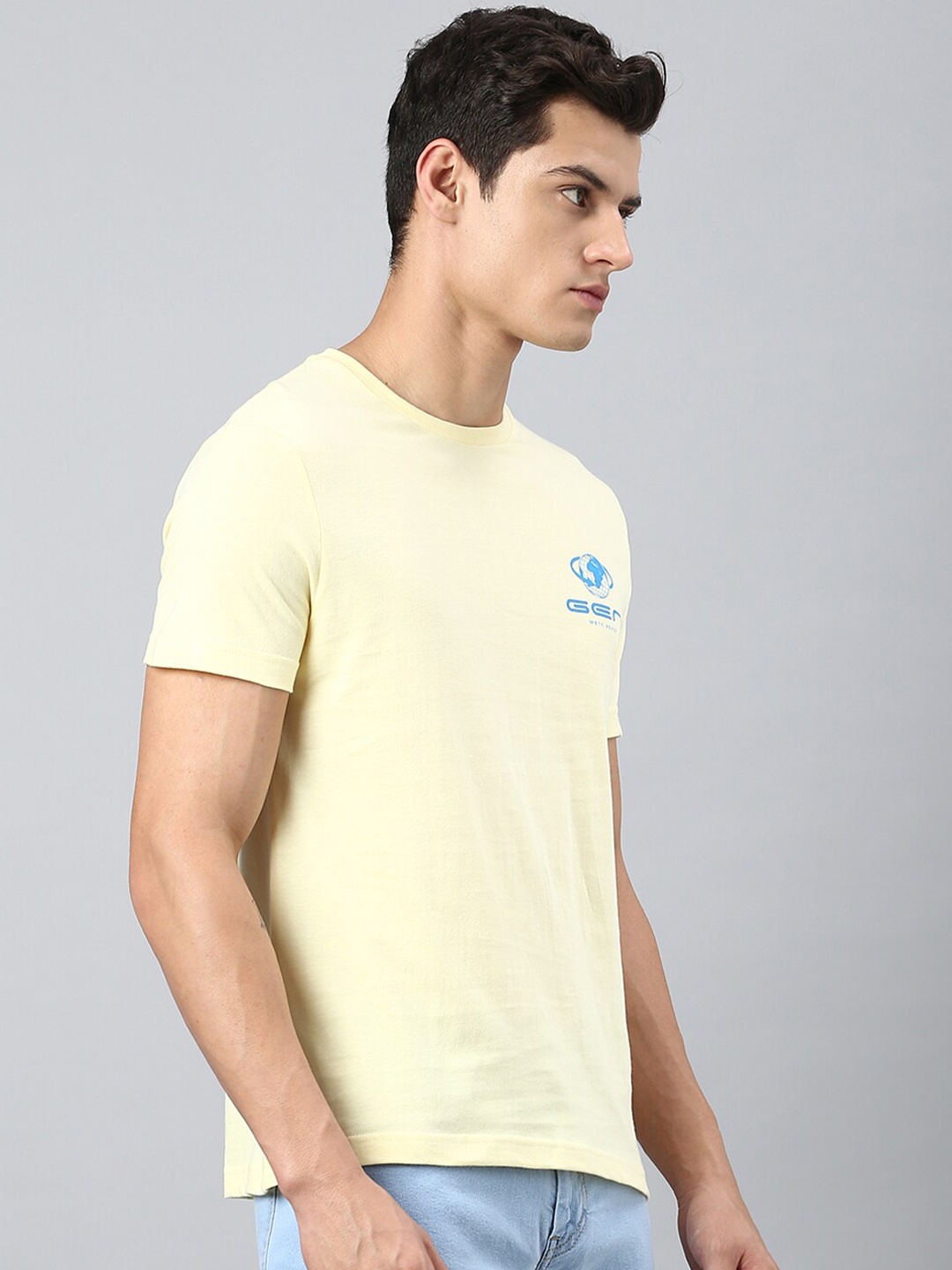 

Hubberholme Typography Printed Cotton T-shirt, Yellow