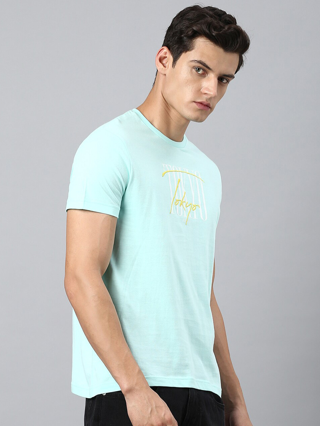 

Hubberholme Typography Printed Round Neck Pure Cotton T-shirt, Blue