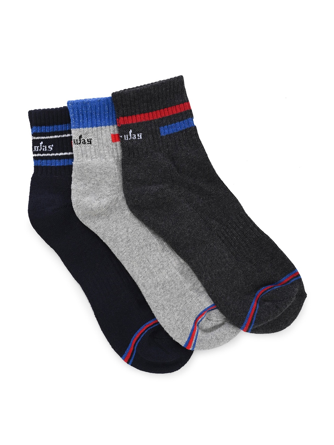 

HIROLAS Men Pack Of 3 Ankle-Length Cotton Socks, Black