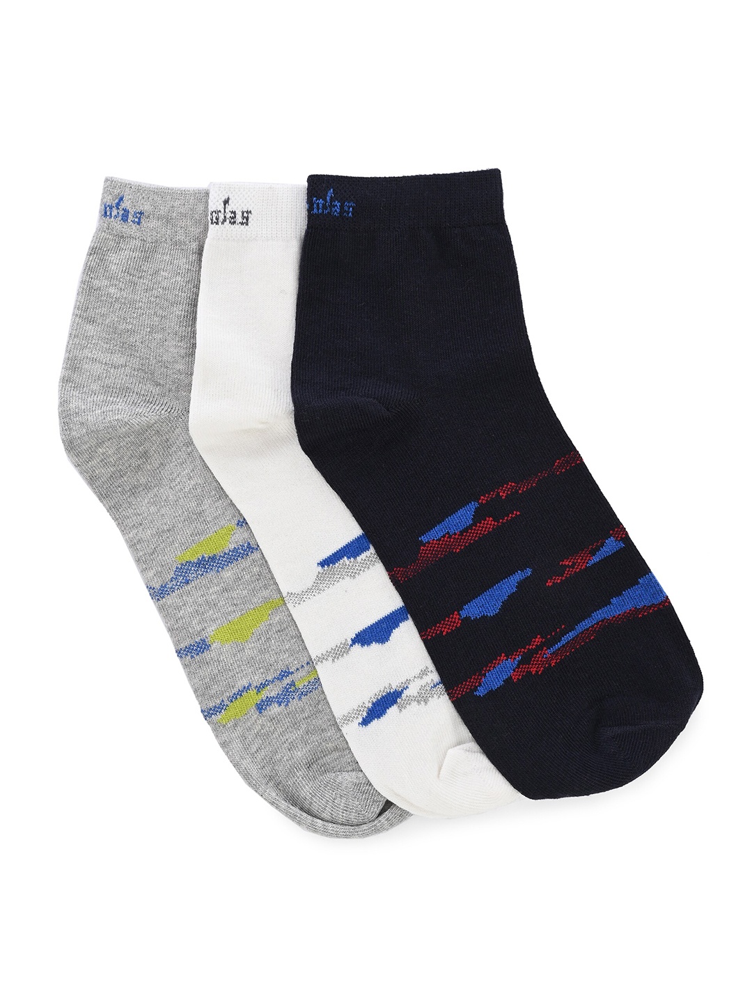 

HIROLAS Men Pack Of 3 Patterned Ankle-Length Cotton Socks, Navy blue